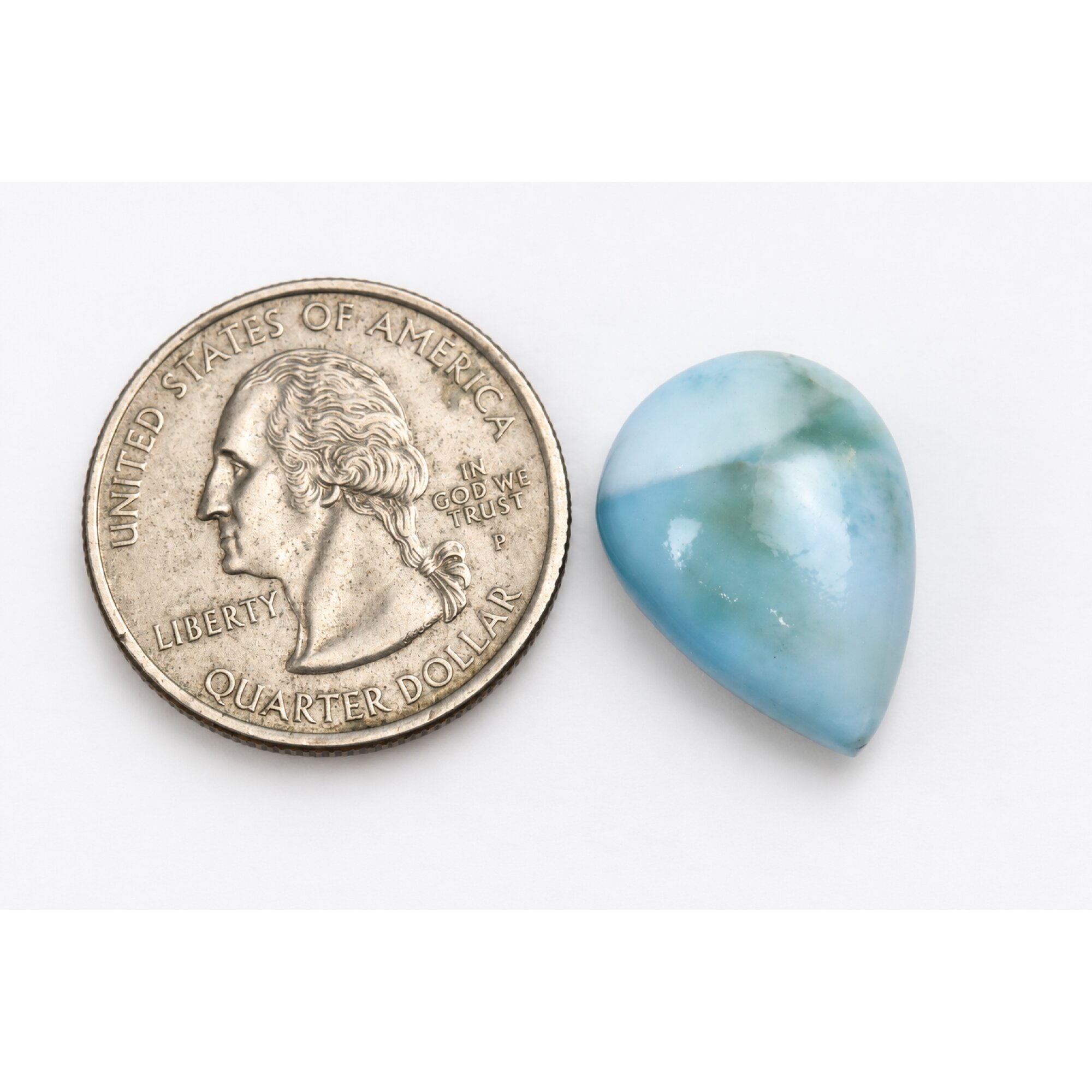 Genuine handcrafted sky blue Dominican Larimar cabochon 20mm – photo 2