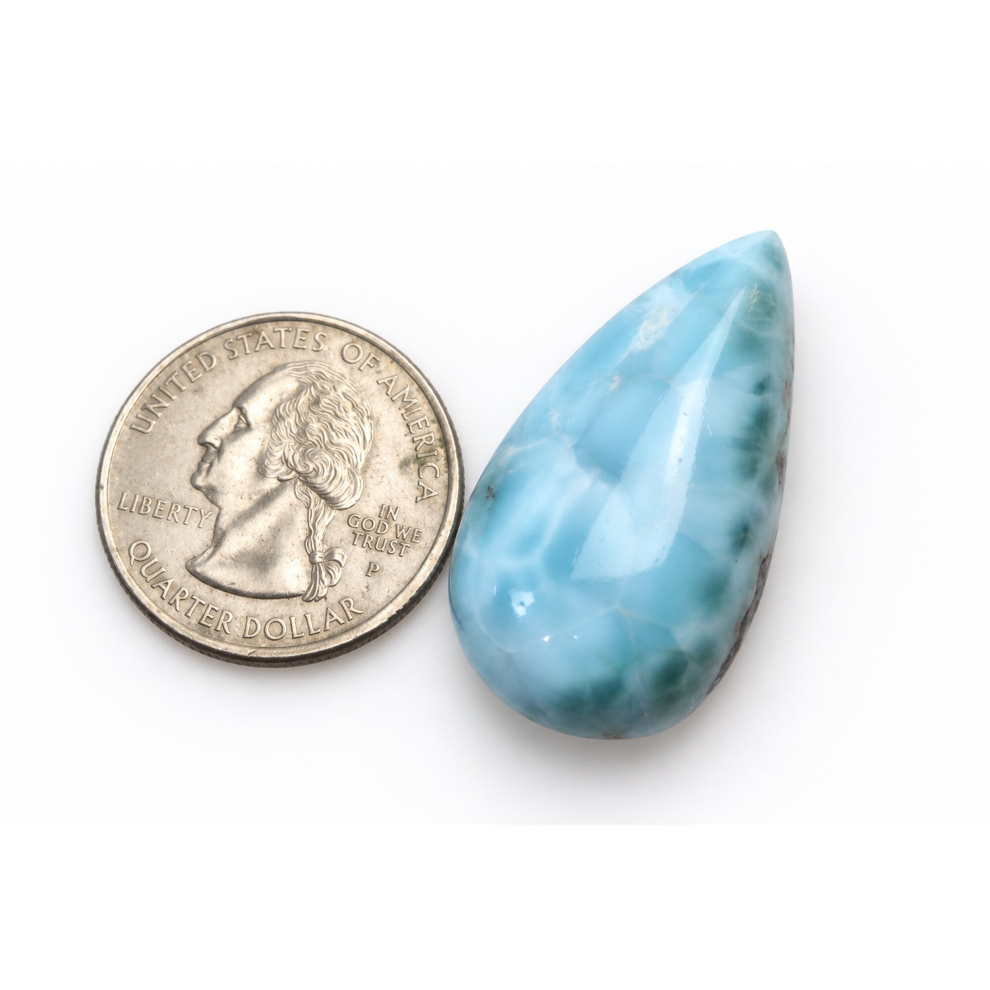 Genuine handcrafted sky blue Dominican Larimar cabochon 35mm – photo 10