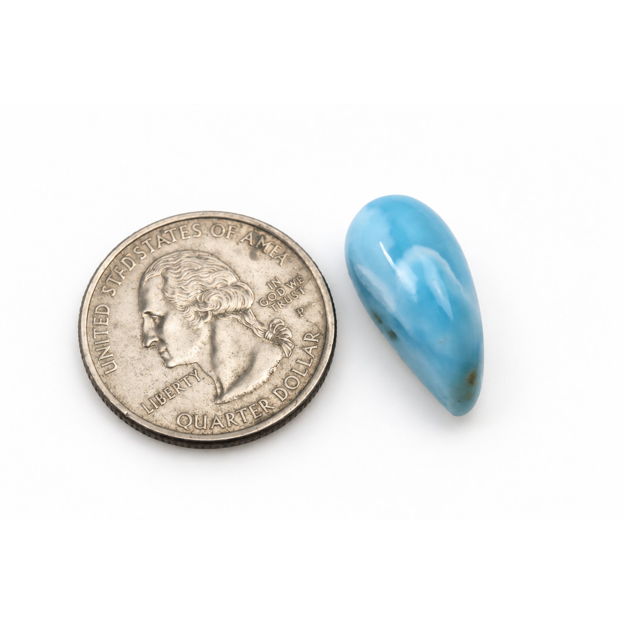 Genuine handcrafted sky blue Dominican Larimar cabochon 21mm – photo 5
