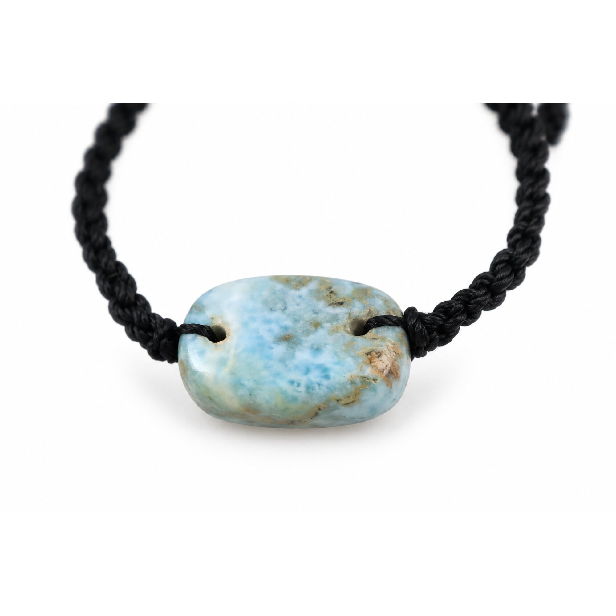 Genuine cafe blue Dominican Larimar macrame bracelet 24mm – photo 2