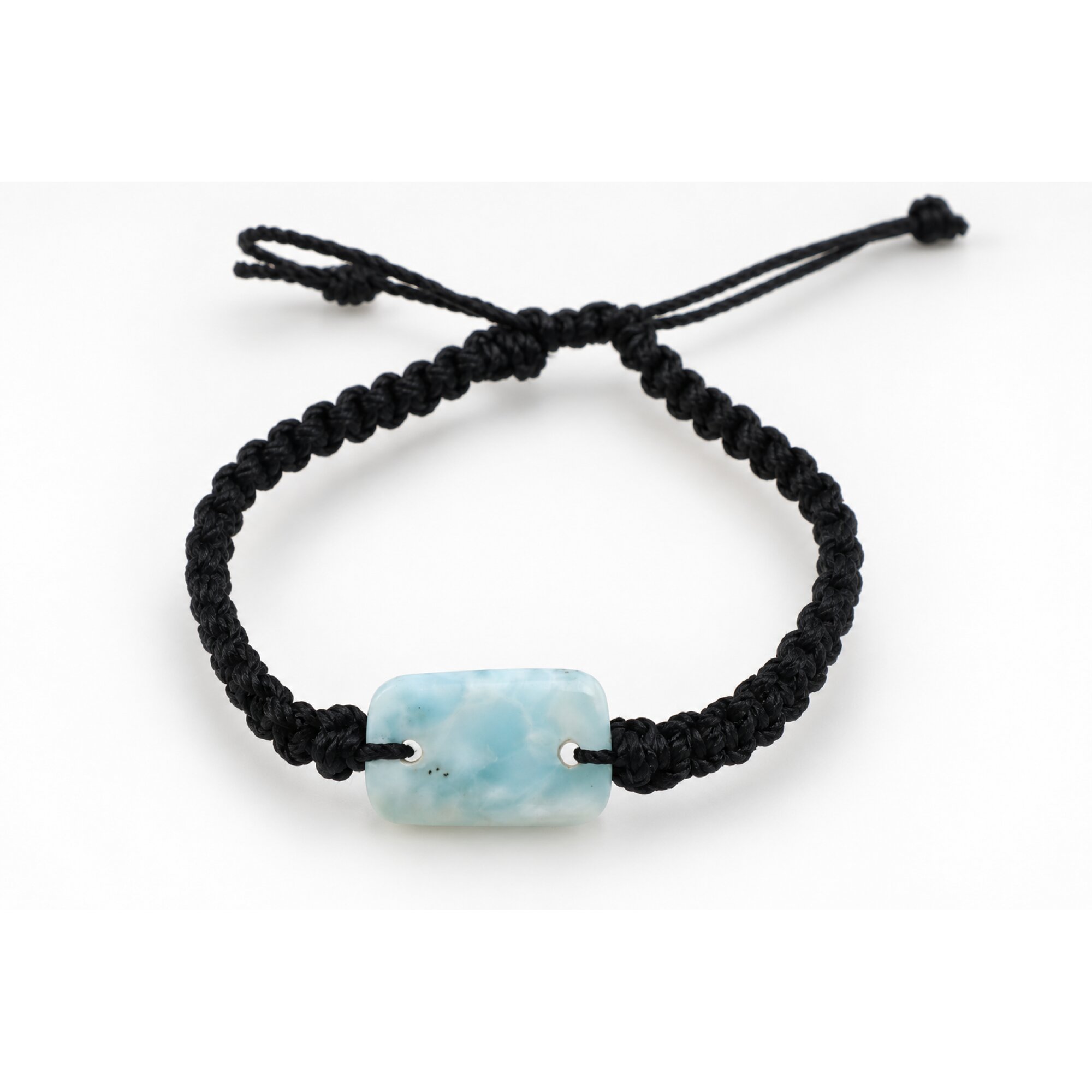 Real light blue Dominican Larimar macrame bracelet 19mm