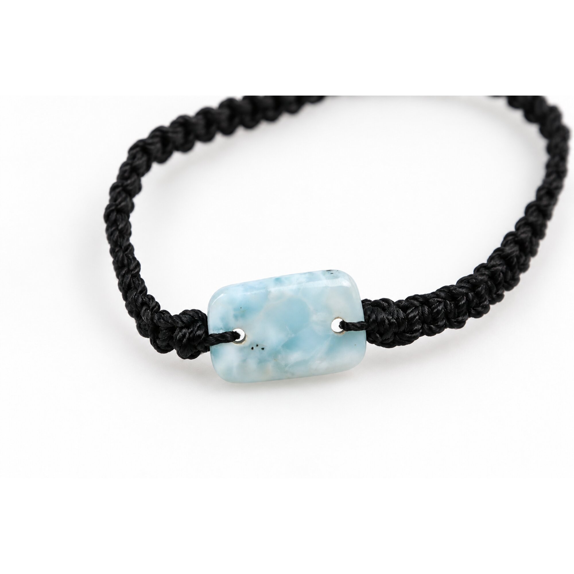 Real light blue Dominican Larimar macrame bracelet 19mm – photo 2
