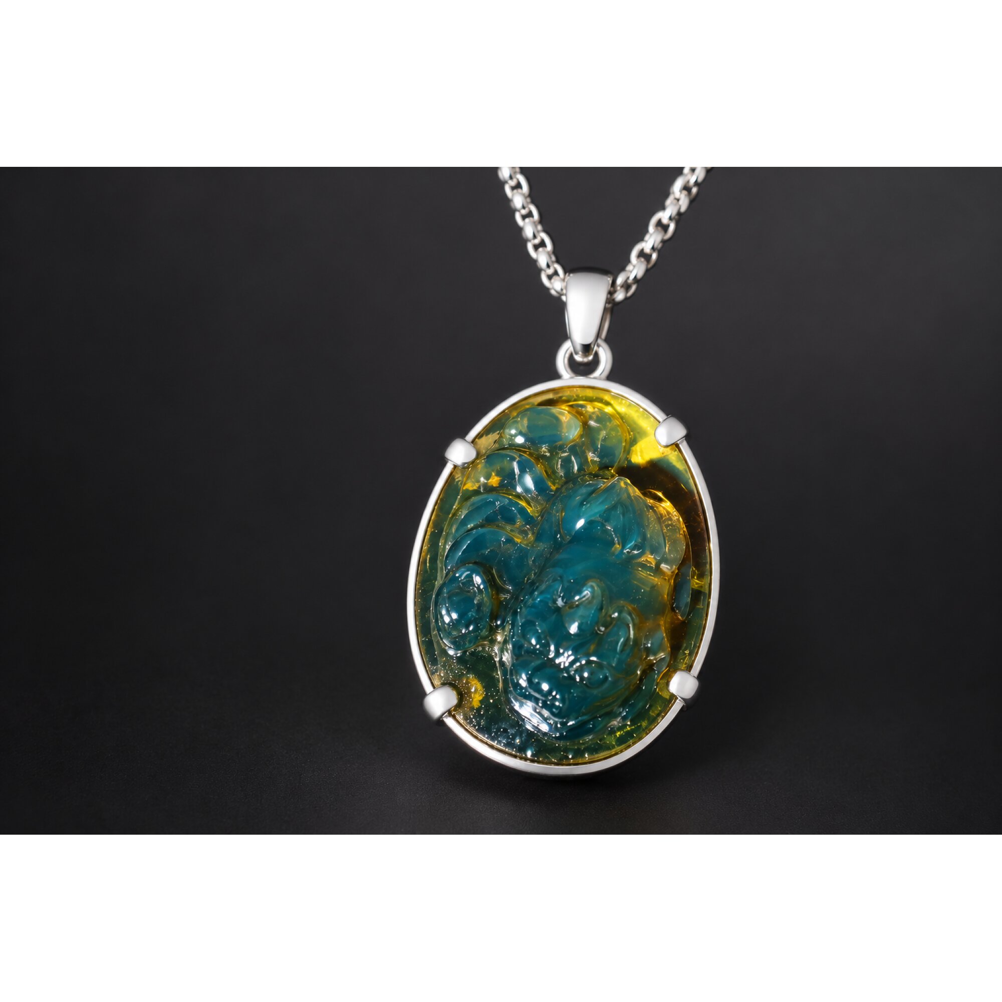 Earth mined sky blue Dominican amber sterling silver amber 55mm – photo 16