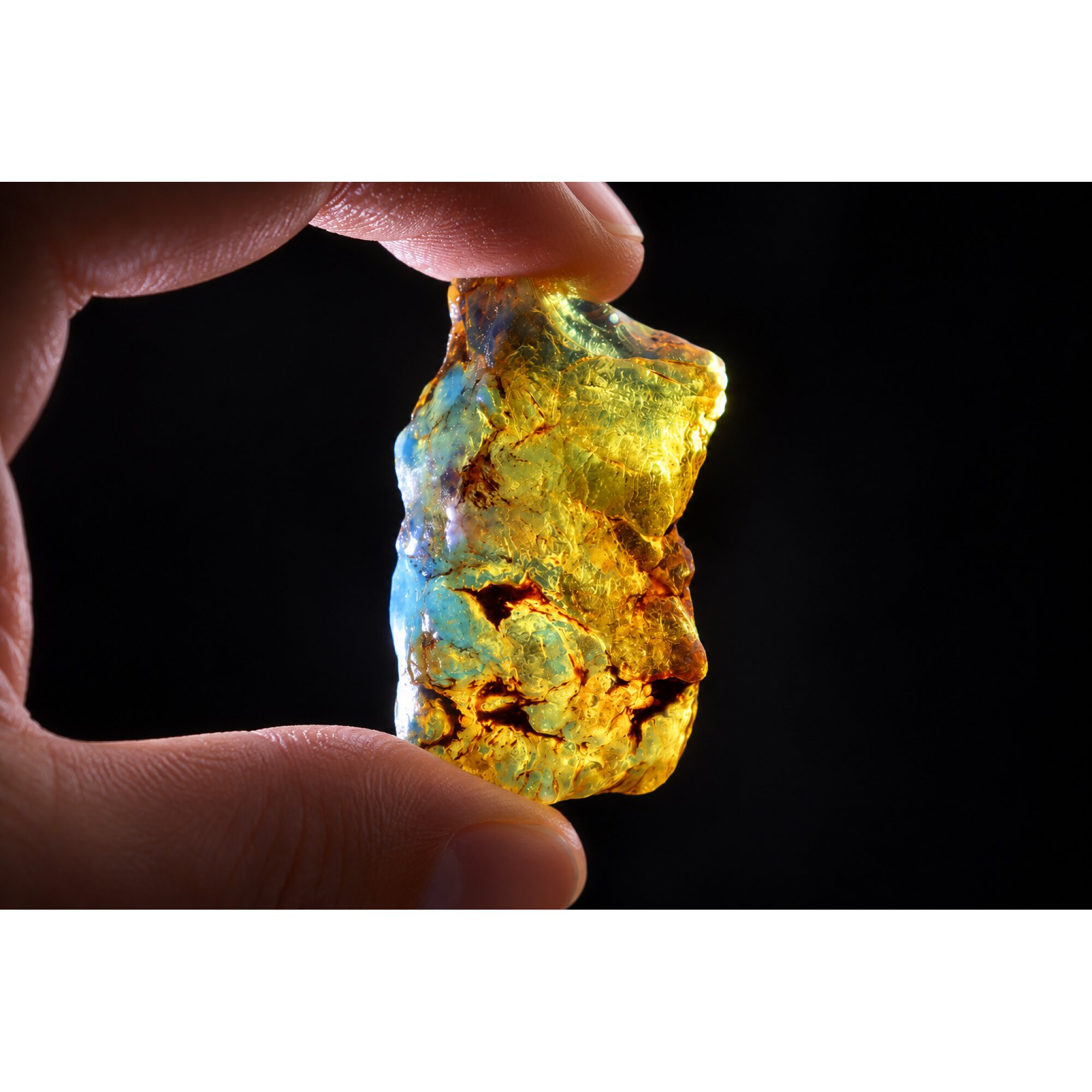 Earth mined green blue rough specimen Dominican amber 7.9g – photo 11