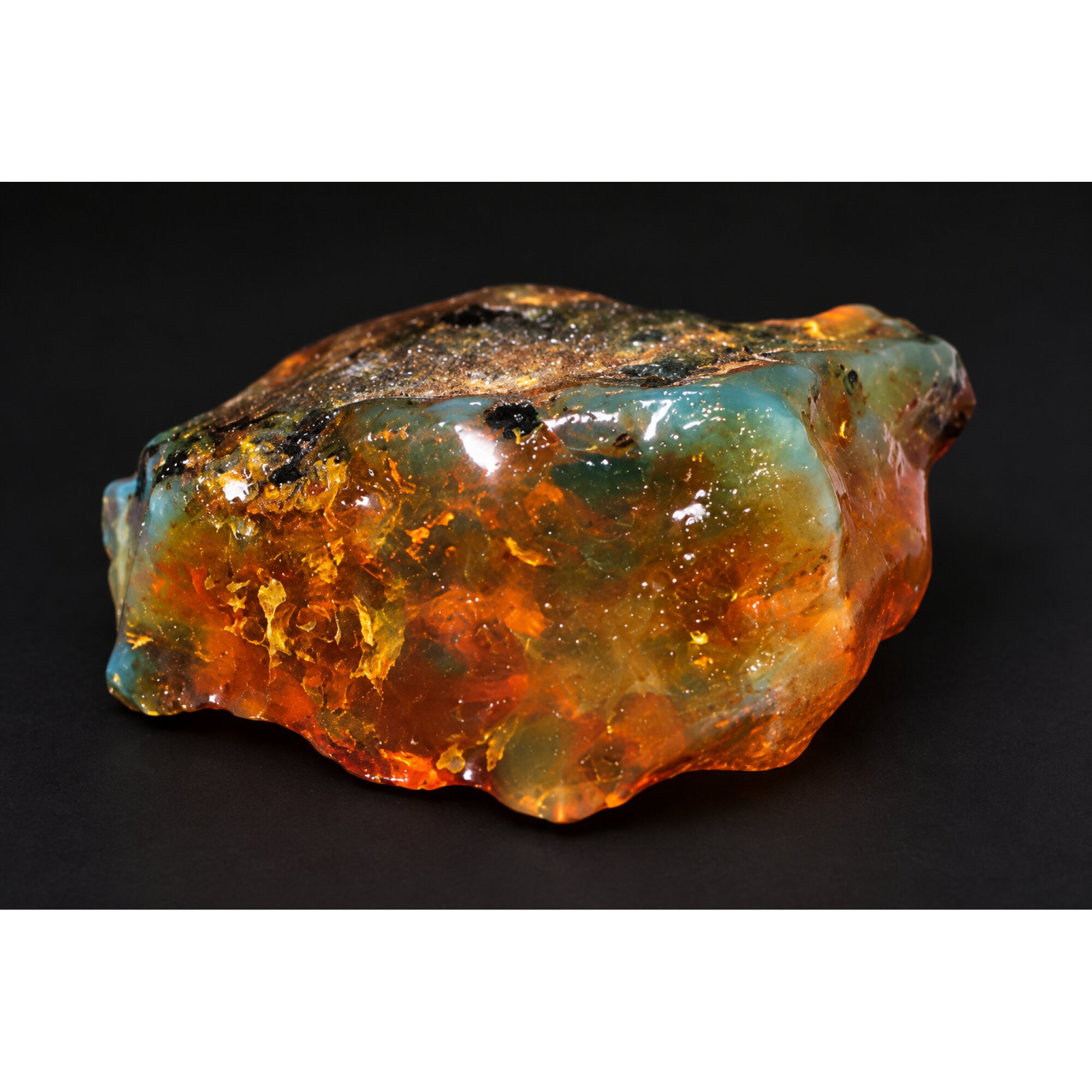 Nature created orange blue rough specimen Dominican amber 8.9g – photo 2