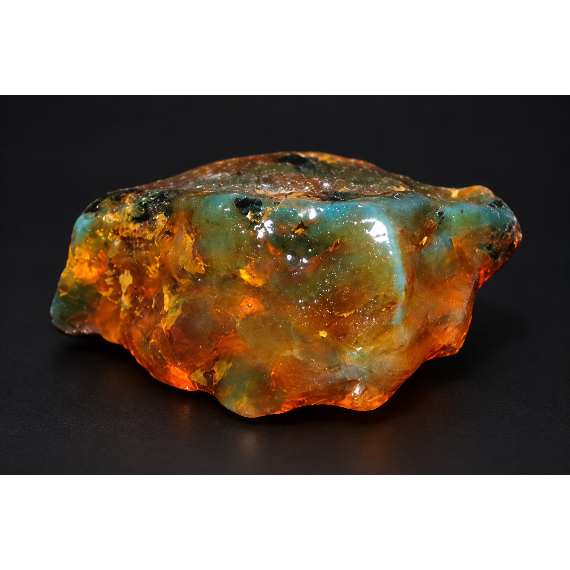 Nature created orange blue rough specimen Dominican amber 8.9g – photo 13