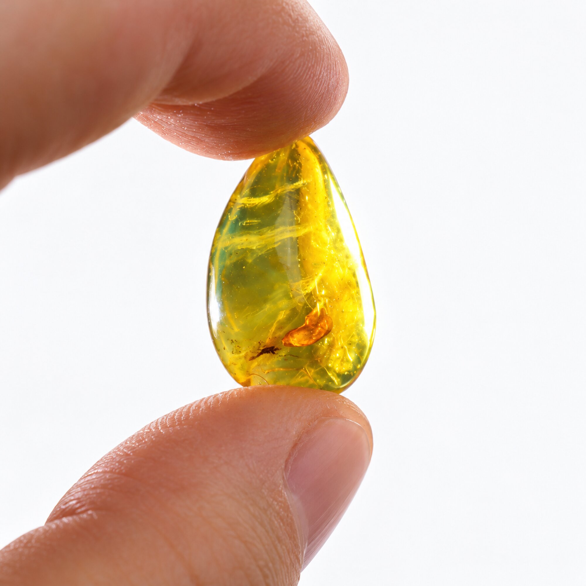 Untreated green orange polished Dominican amber 1.5g – photo 7
