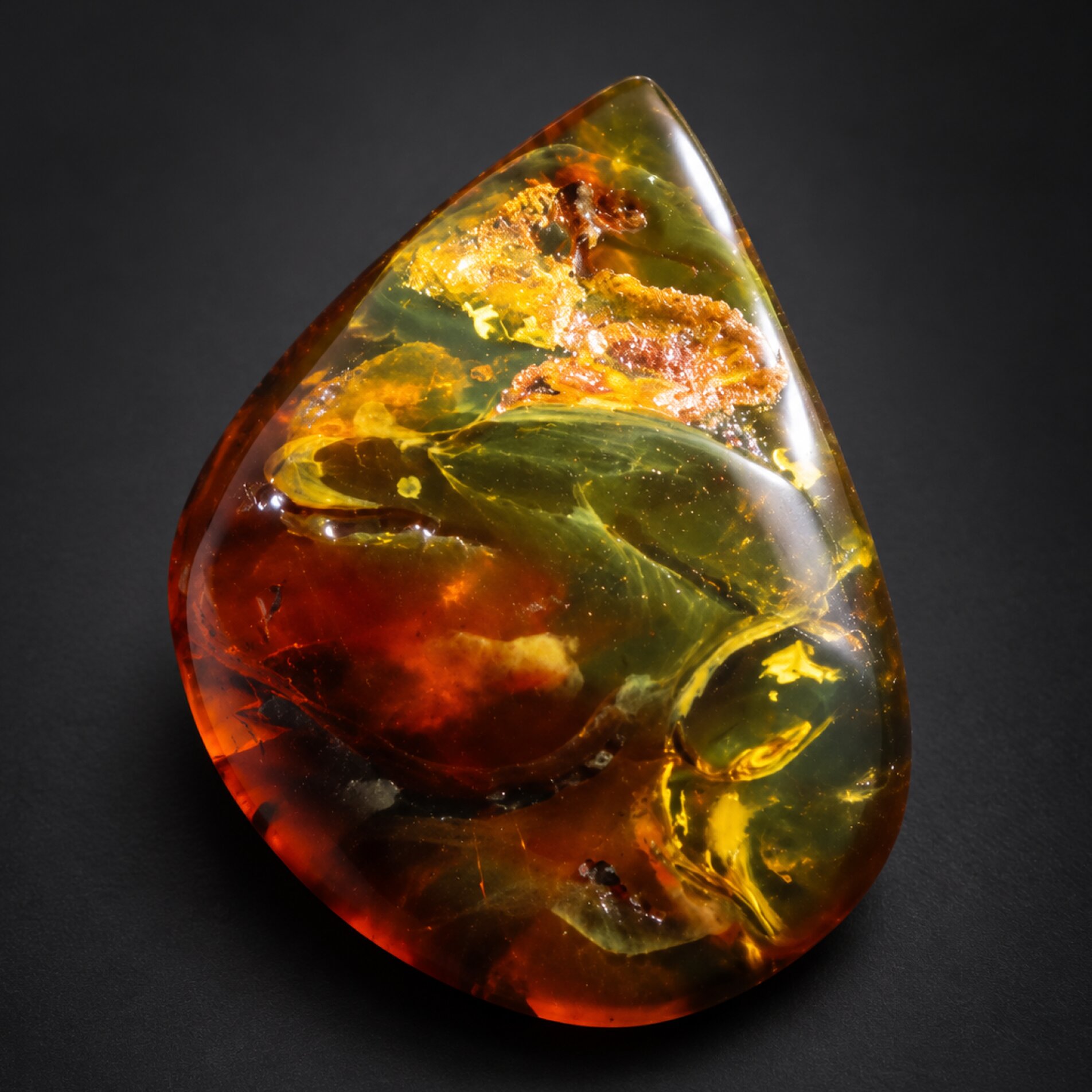 Untreated green red polished Dominican amber 2.3g