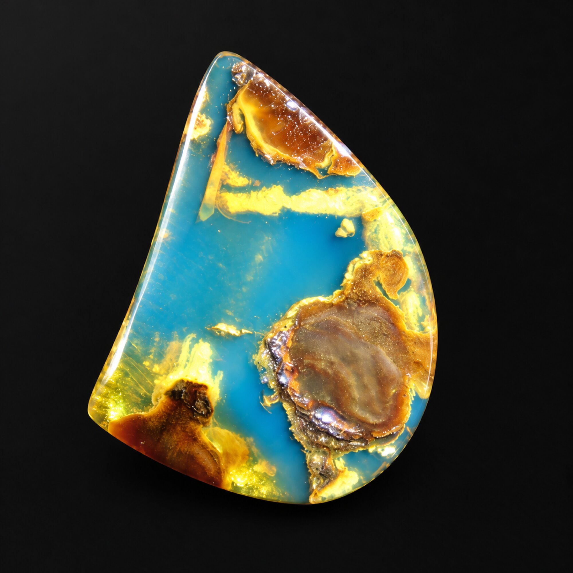 Handmade blue yellow polished Dominican amber 1.3g – photo 8