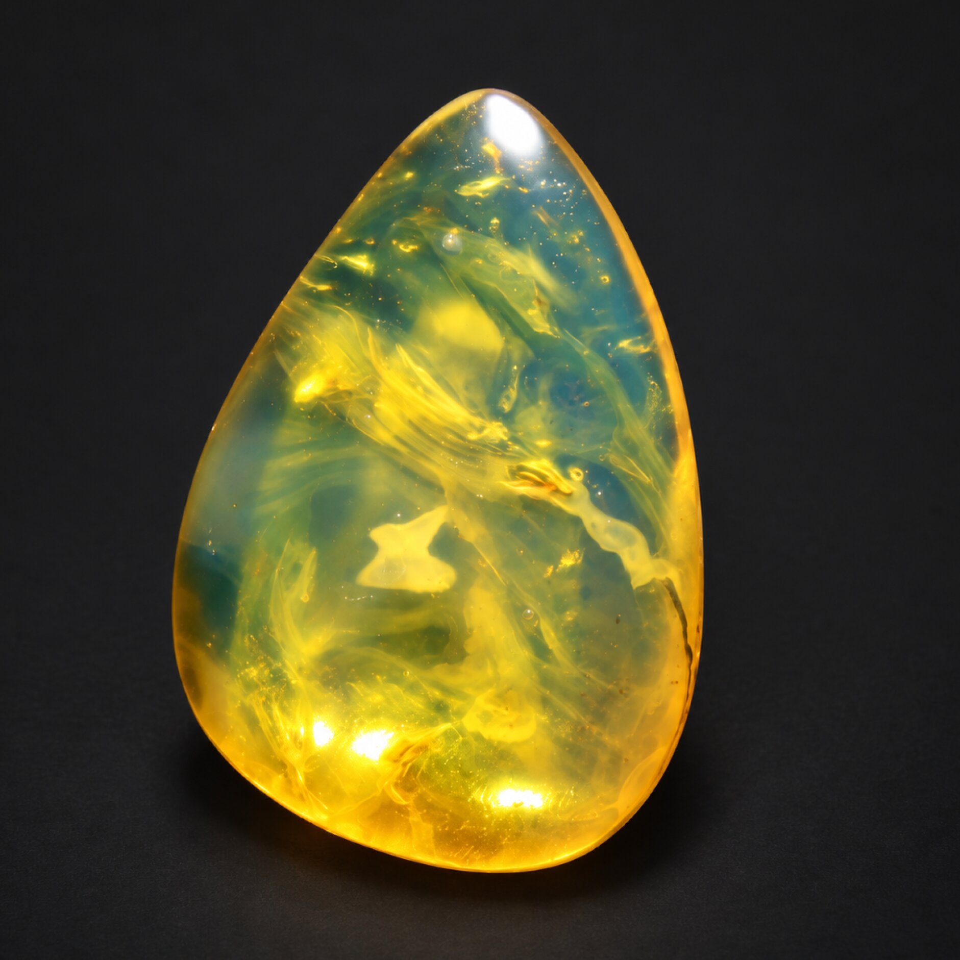 Pure natural blue yellow polished Dominican amber 1g