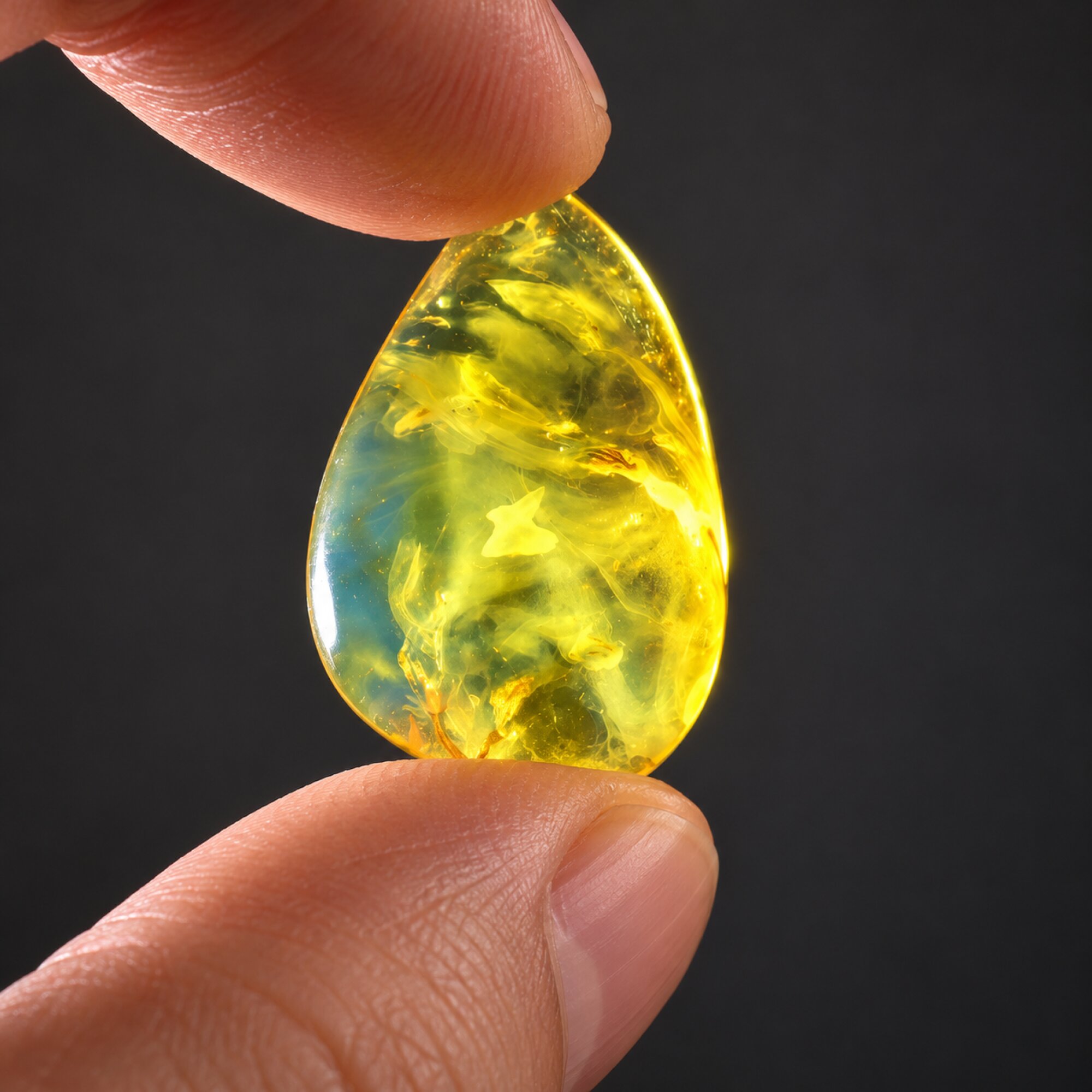 Pure natural blue yellow polished Dominican amber 1g – photo 10