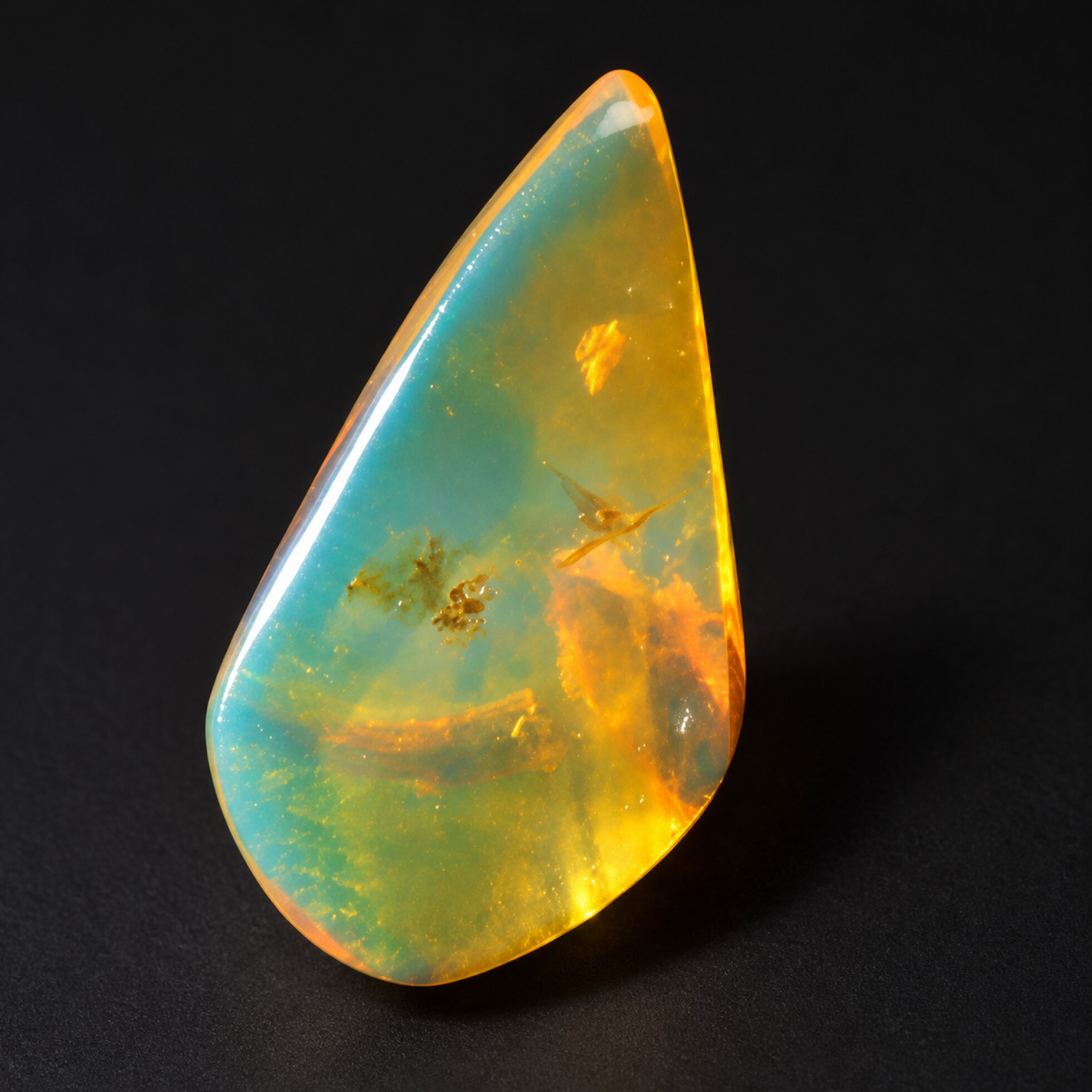 Pure natural blue yellow polished Dominican amber