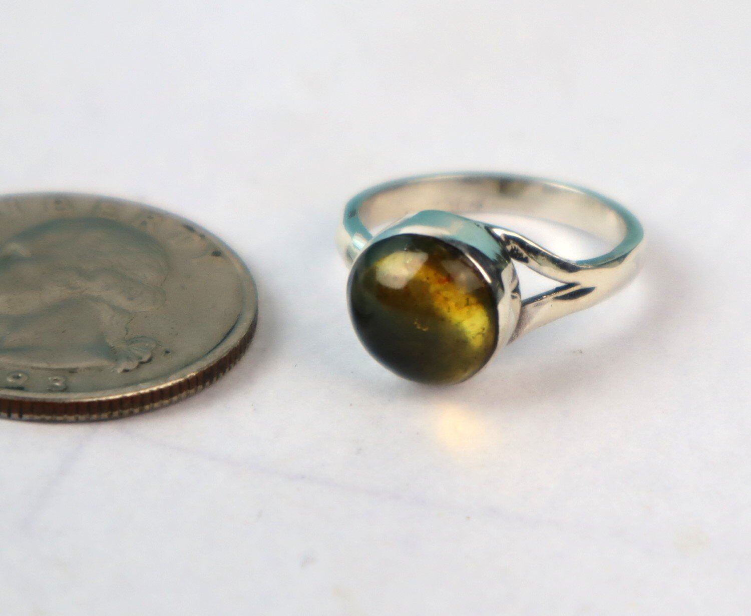 Lovely Natural Clear Sky Blue Amber .925 Sterling Silver Ring #6 free resizing – photo 8