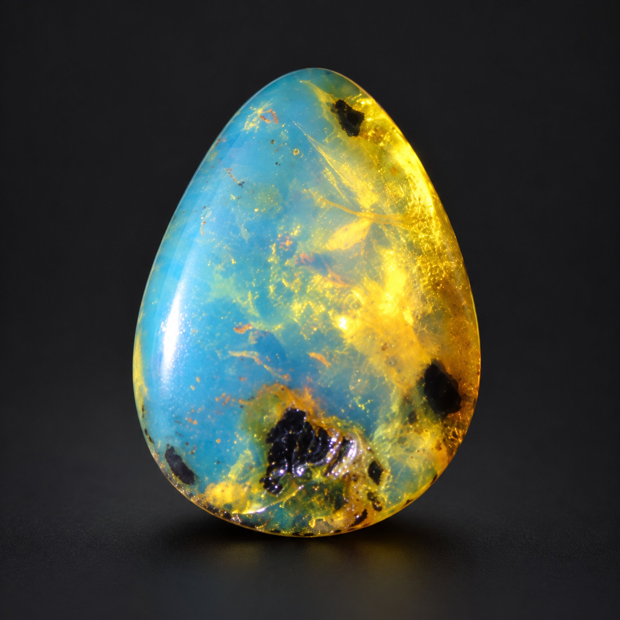 Natural orange blue polished Dominican amber – photo 11