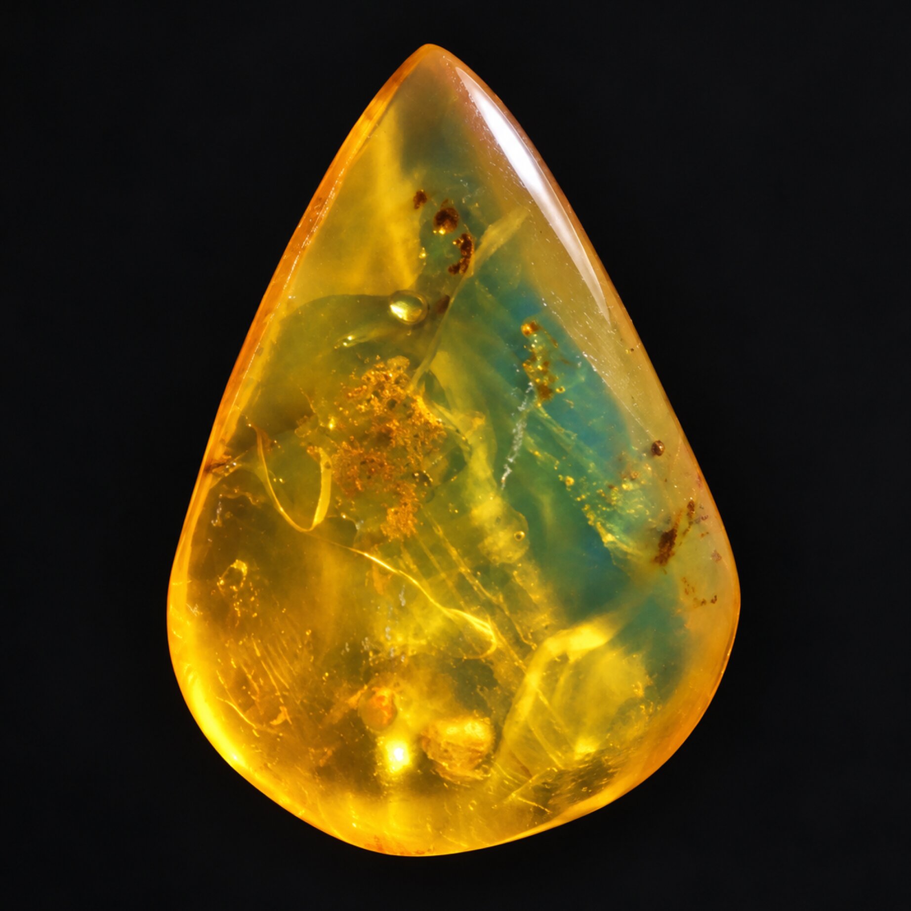 Natural yellow green polished Dominican amber
