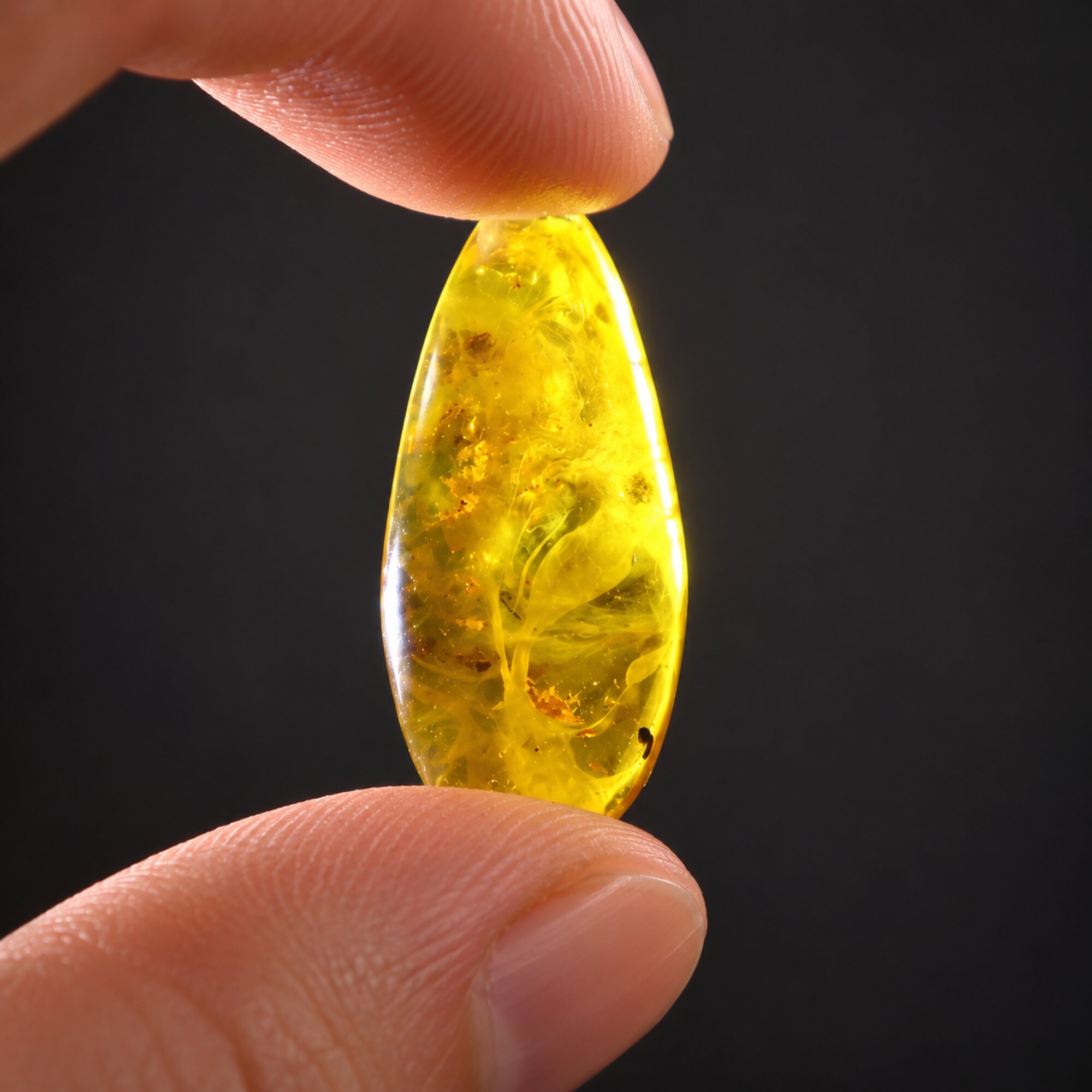 Natural yellow green polished Dominican amber – photo 9