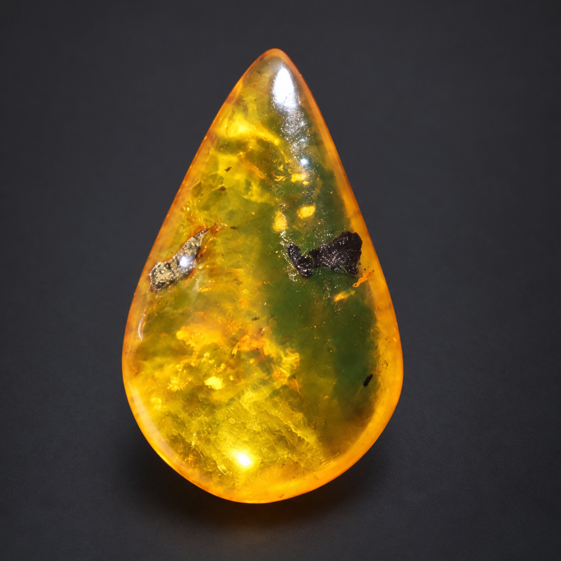Real yellow green polished Dominican amber