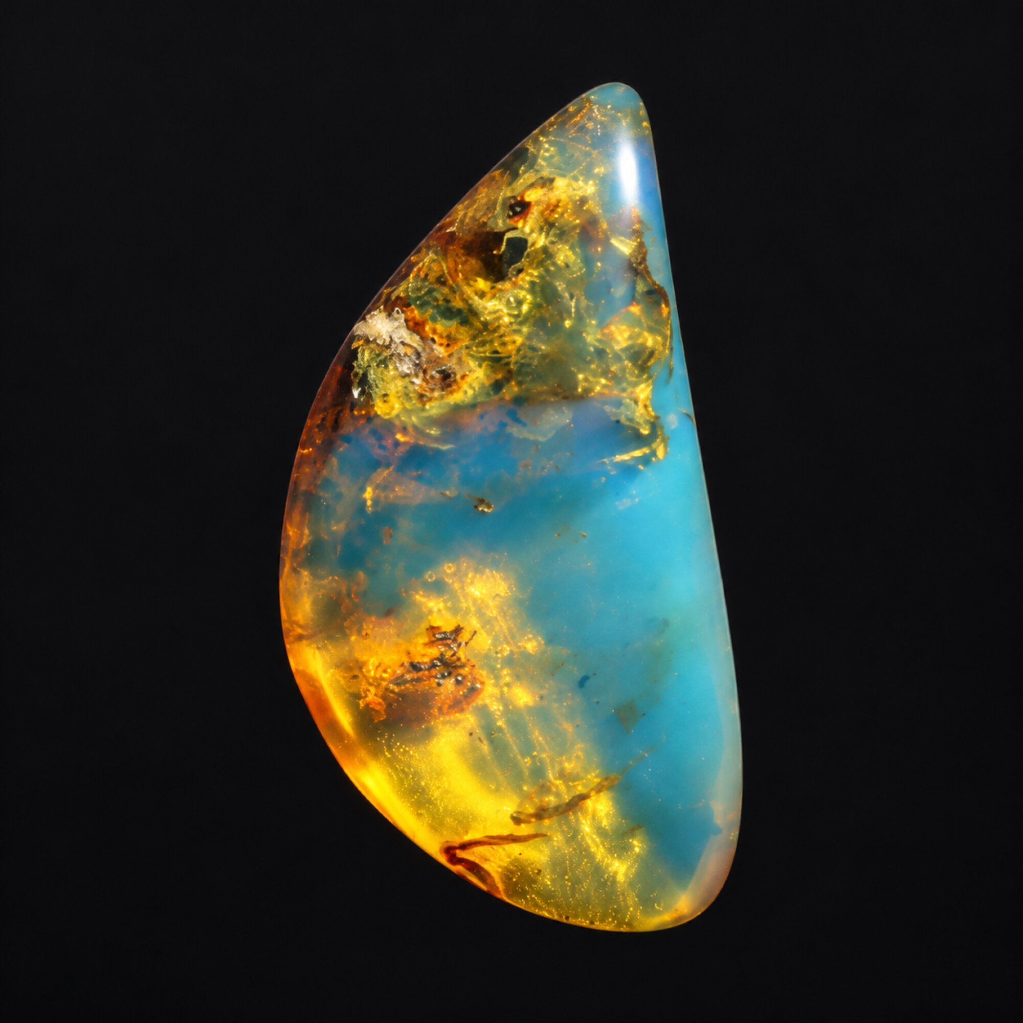 Pure natural deep blue polished Dominican amber – photo 3