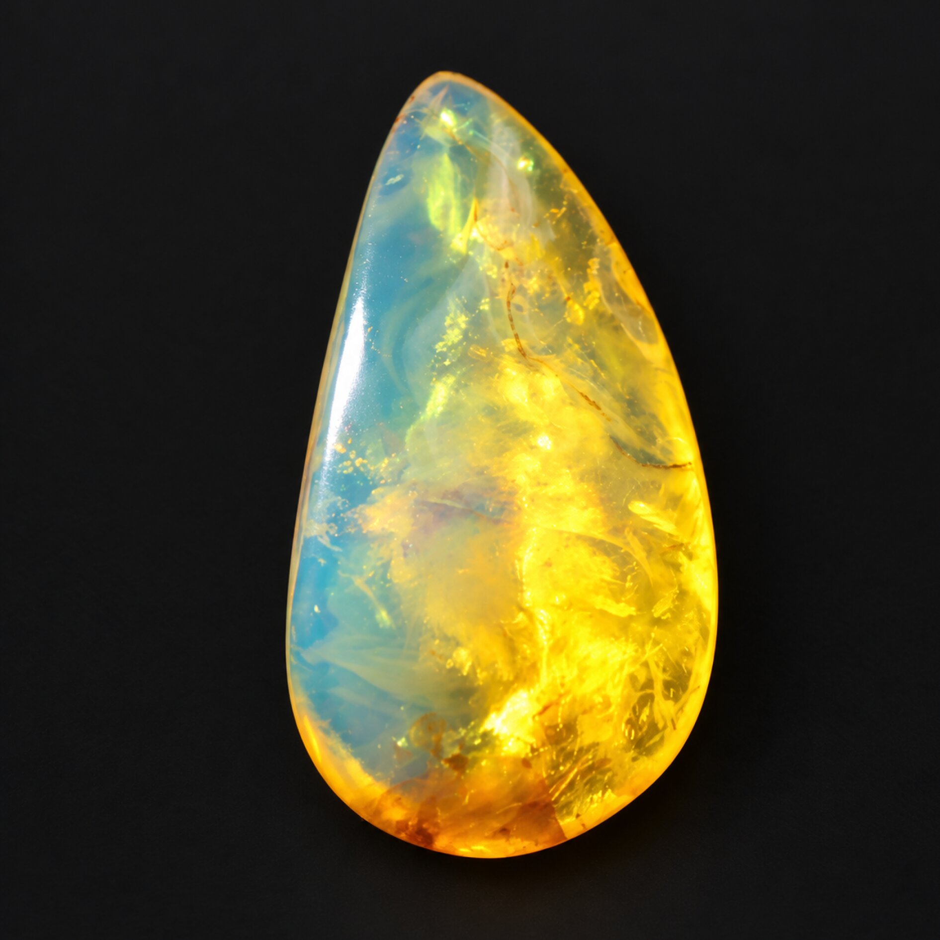 Natural yellow blue polished Dominican amber