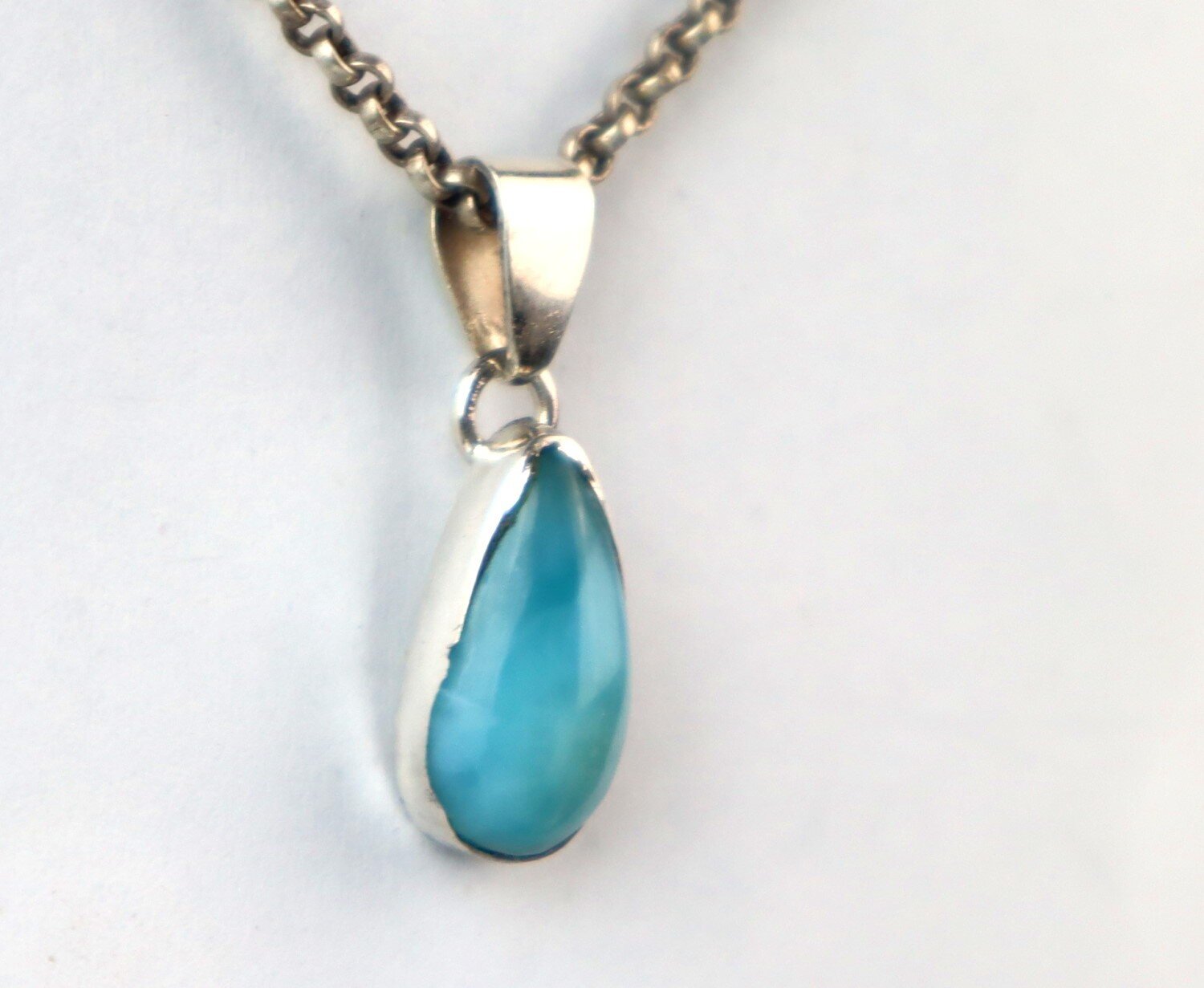 Deep Blue Larimar 925 Sterling Silver Pendant 29mm – photo 7