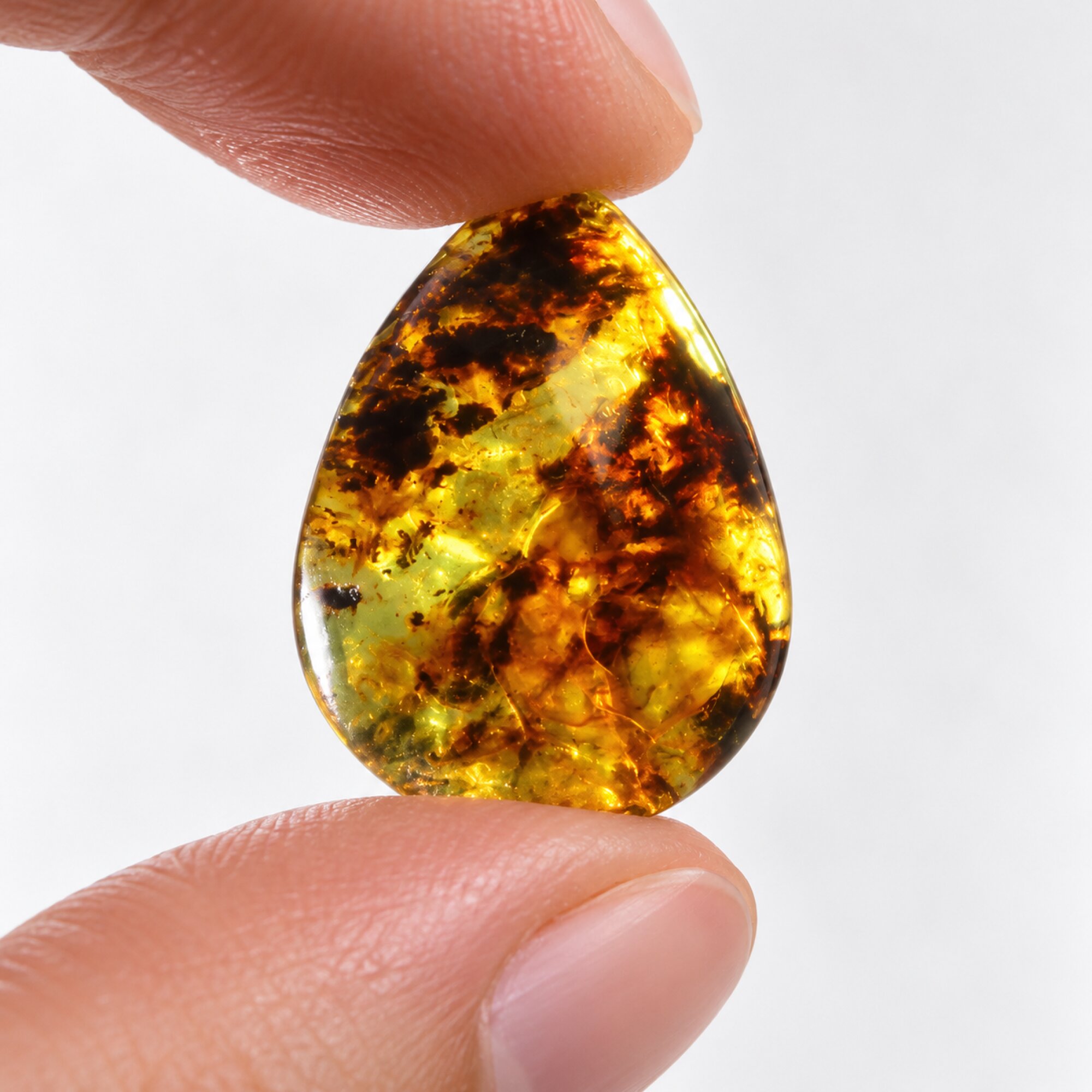 Natural orange green polished Dominican amber – photo 10