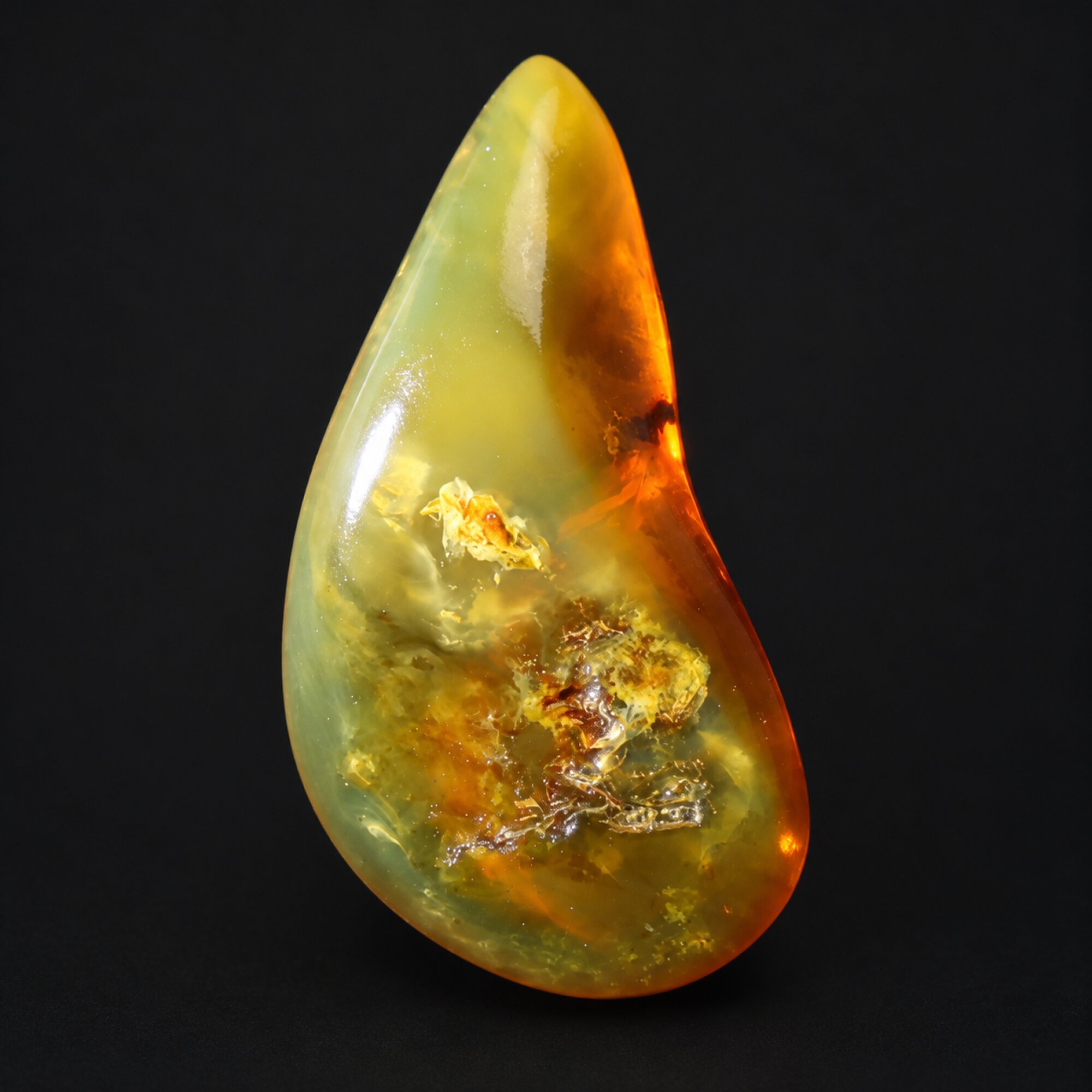 Natural yellow green polished Dominican amber – photo 2