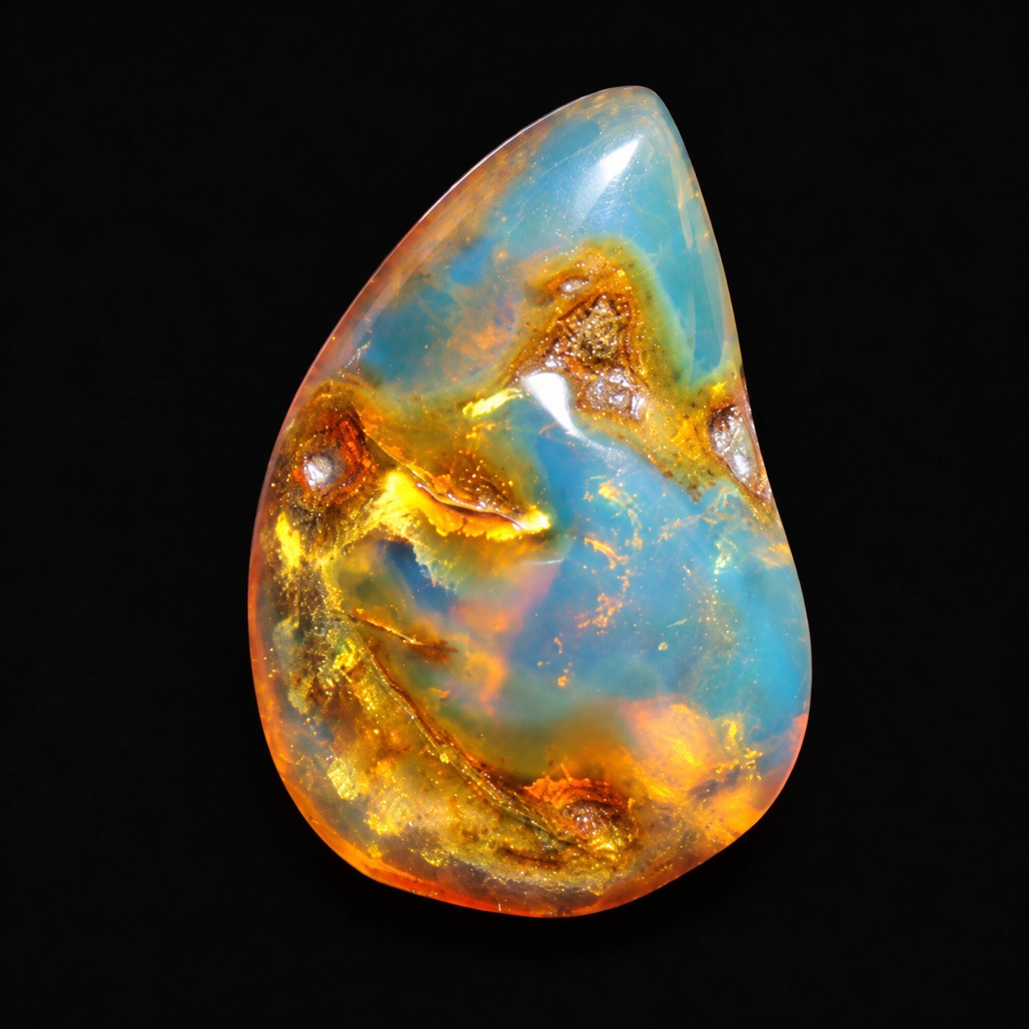 Natural yellow blue polished Dominican amber – photo 2