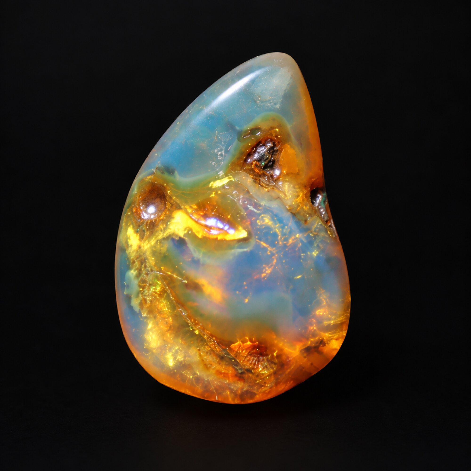 Natural yellow blue polished Dominican amber – photo 3