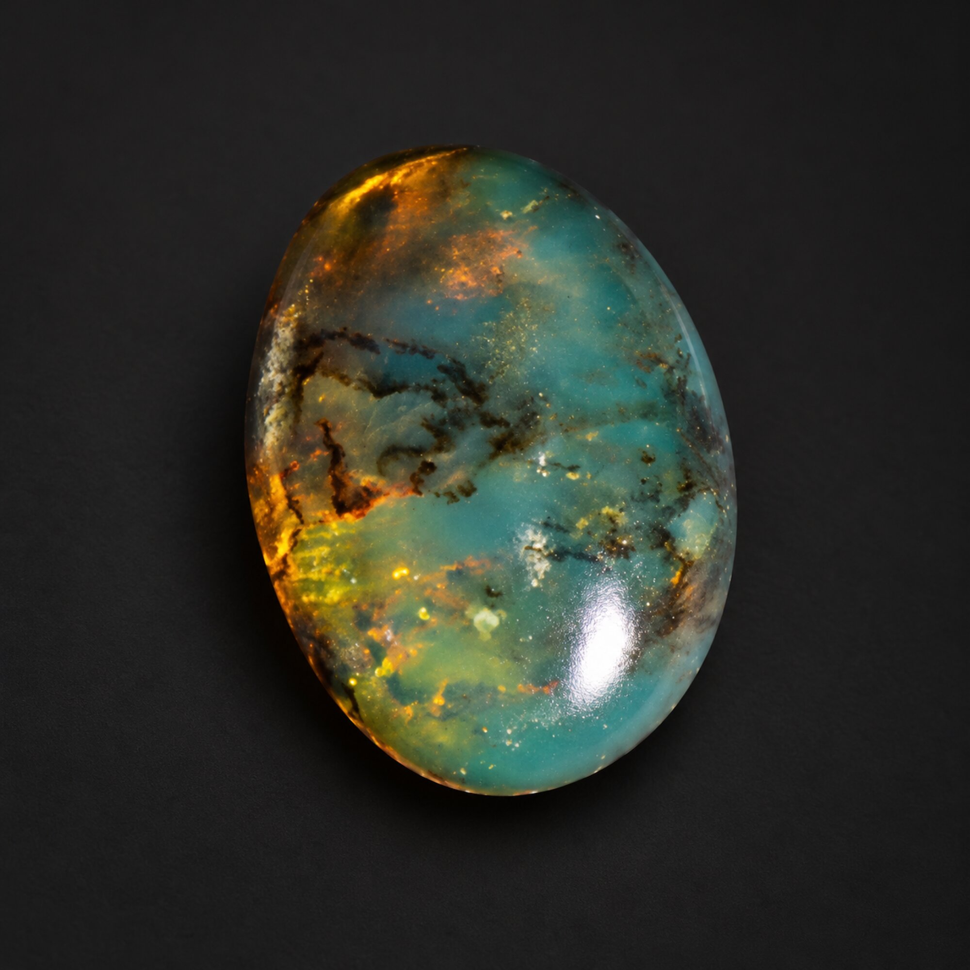 Natural deep bkue Dominican amber cabochon – photo 4