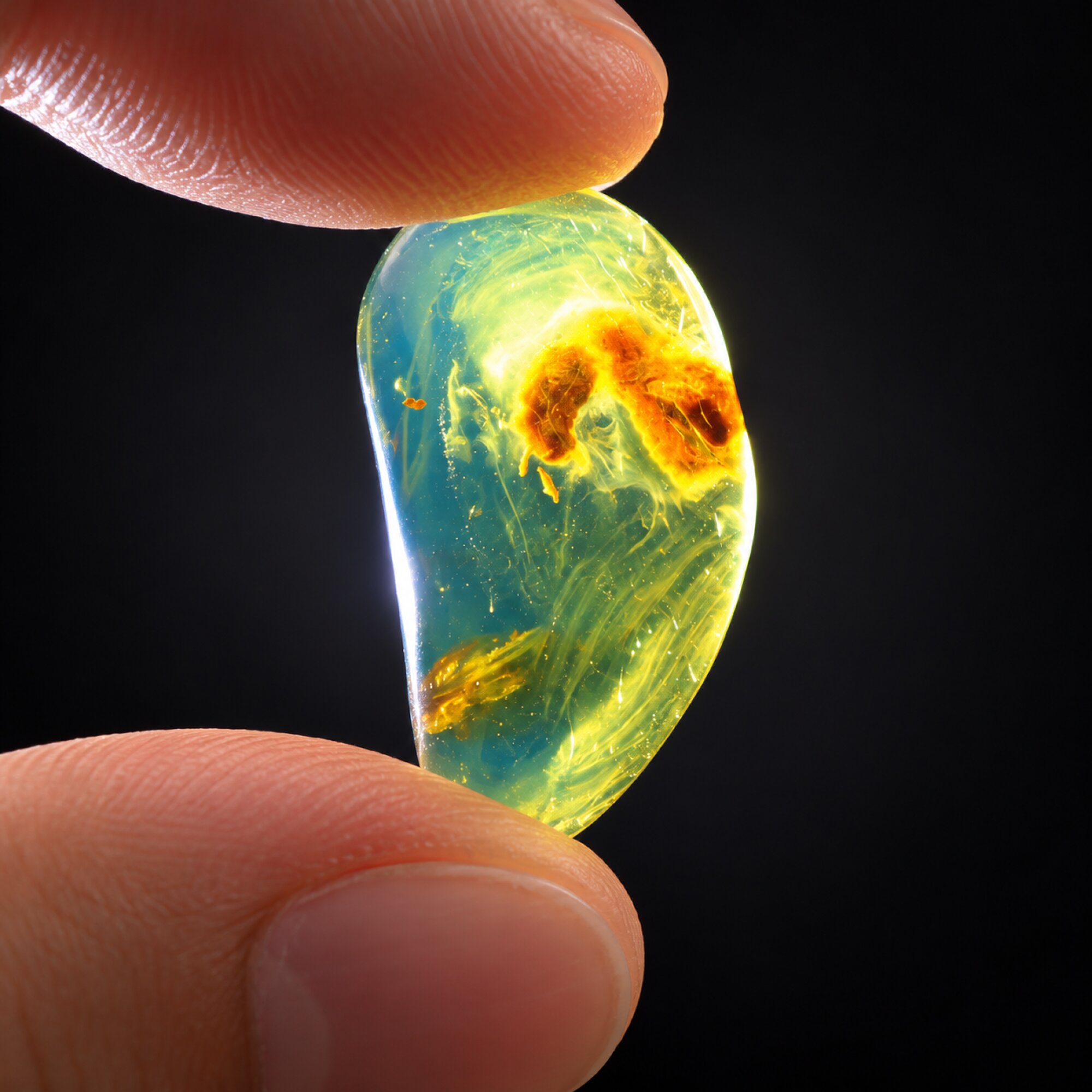 Untreated deep bkue Dominican amber cabochon – photo 5