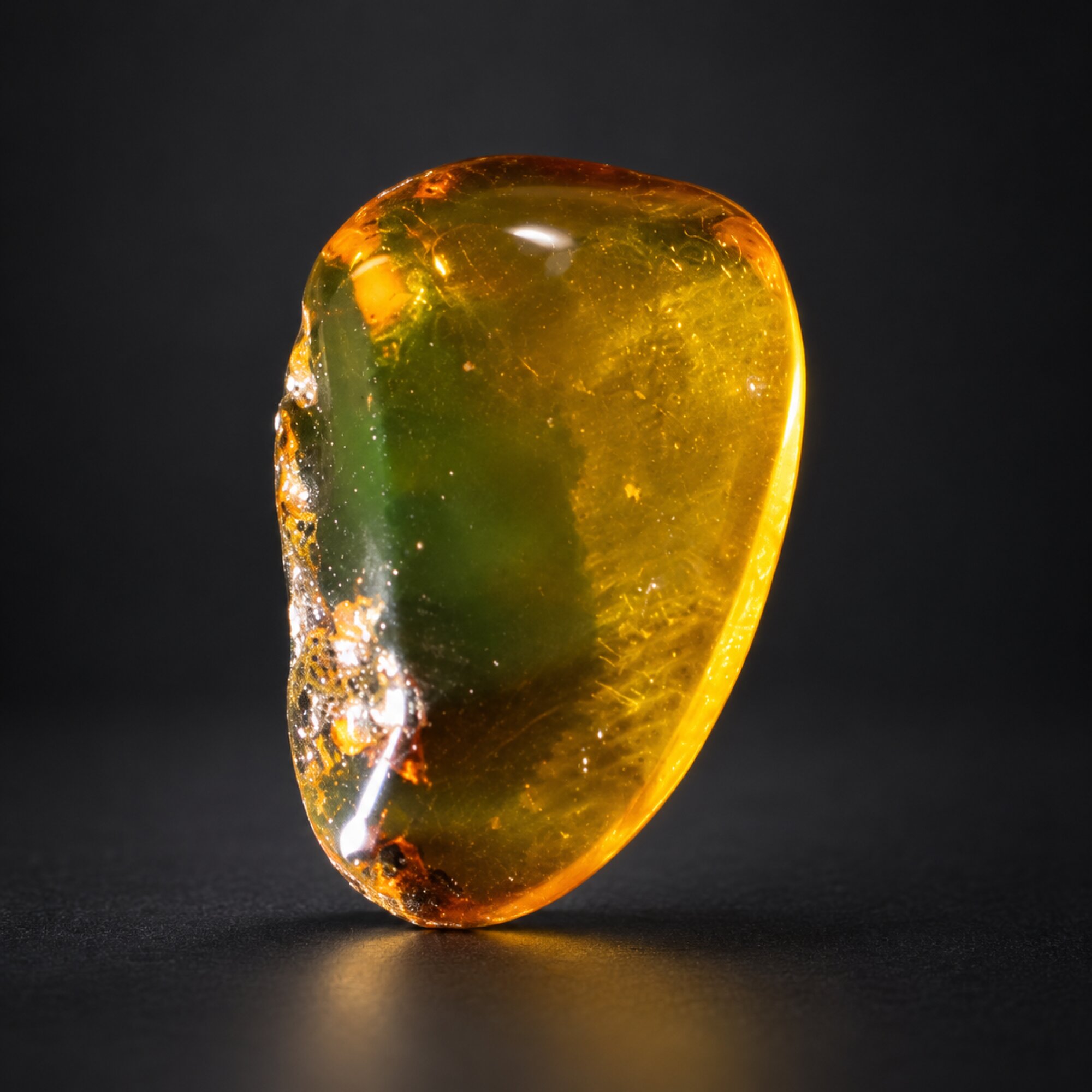 Untreated green yellow Dominican amber cabochon – photo 3