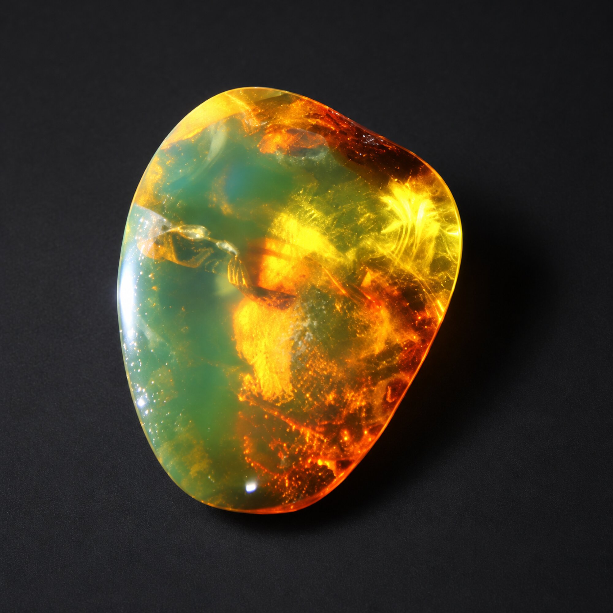 Genuine orange green Dominican amber cabochon – photo 2