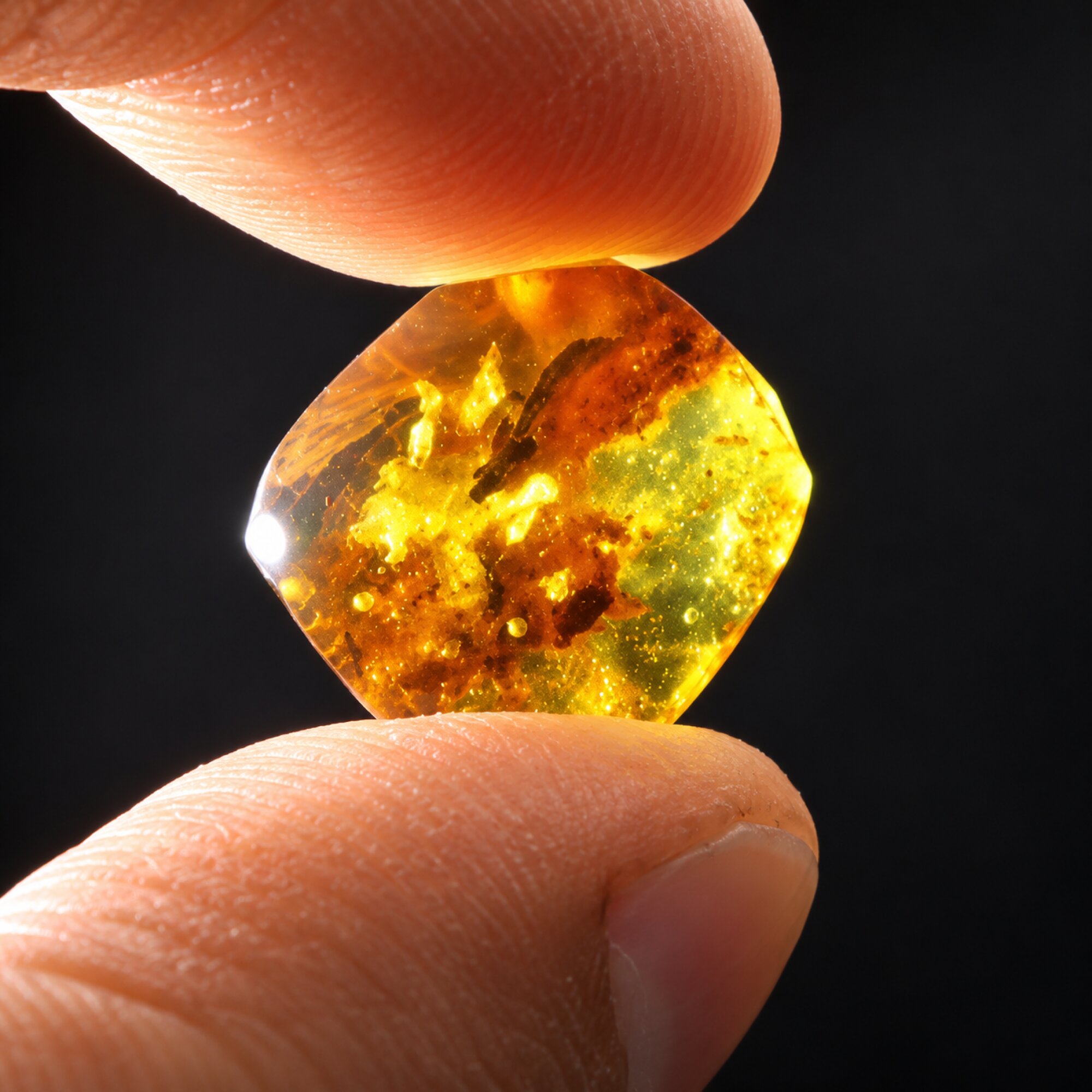 Nature created orange yellow Dominican amber cabochon
