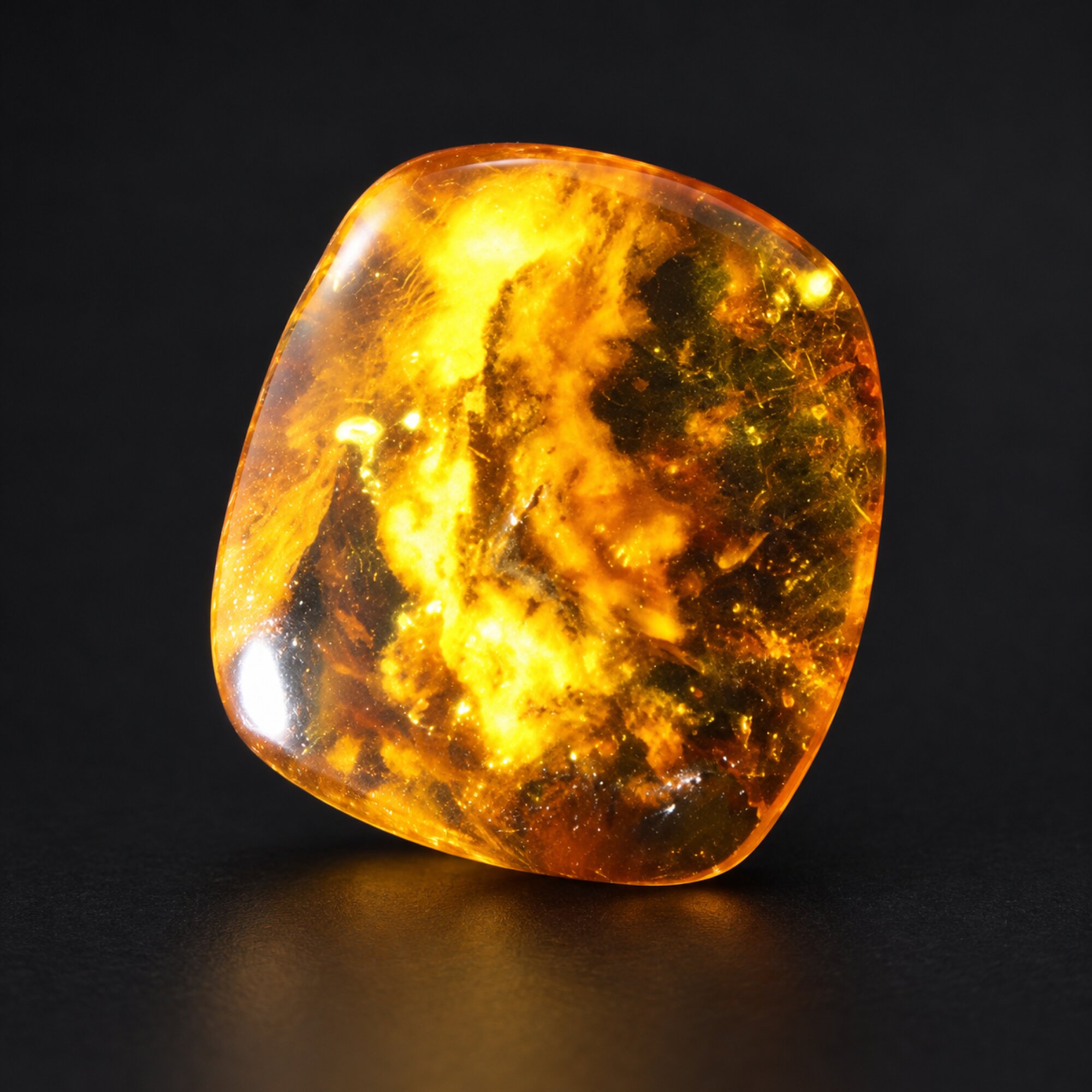 Nature created orange yellow Dominican amber cabochon – photo 4