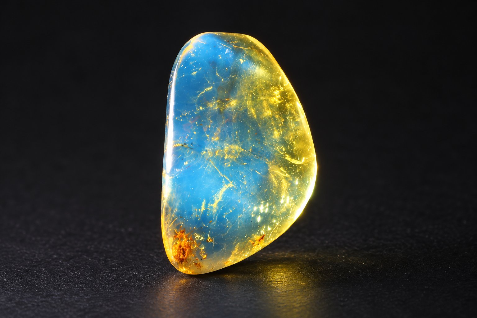 Authentic deep blu e polished Dominican amber