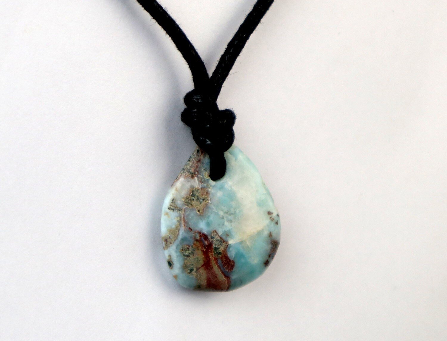 Lovely Natural Ocean Red Blue Larimar Necklace adjustable free leather cord – photo 6