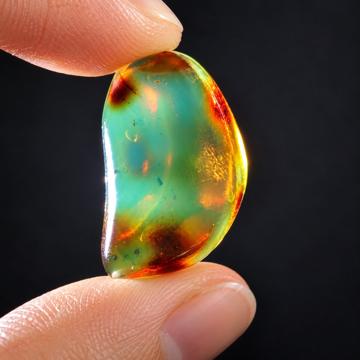 Genuine deep blue polished Dominican amber 30mm – photo 8