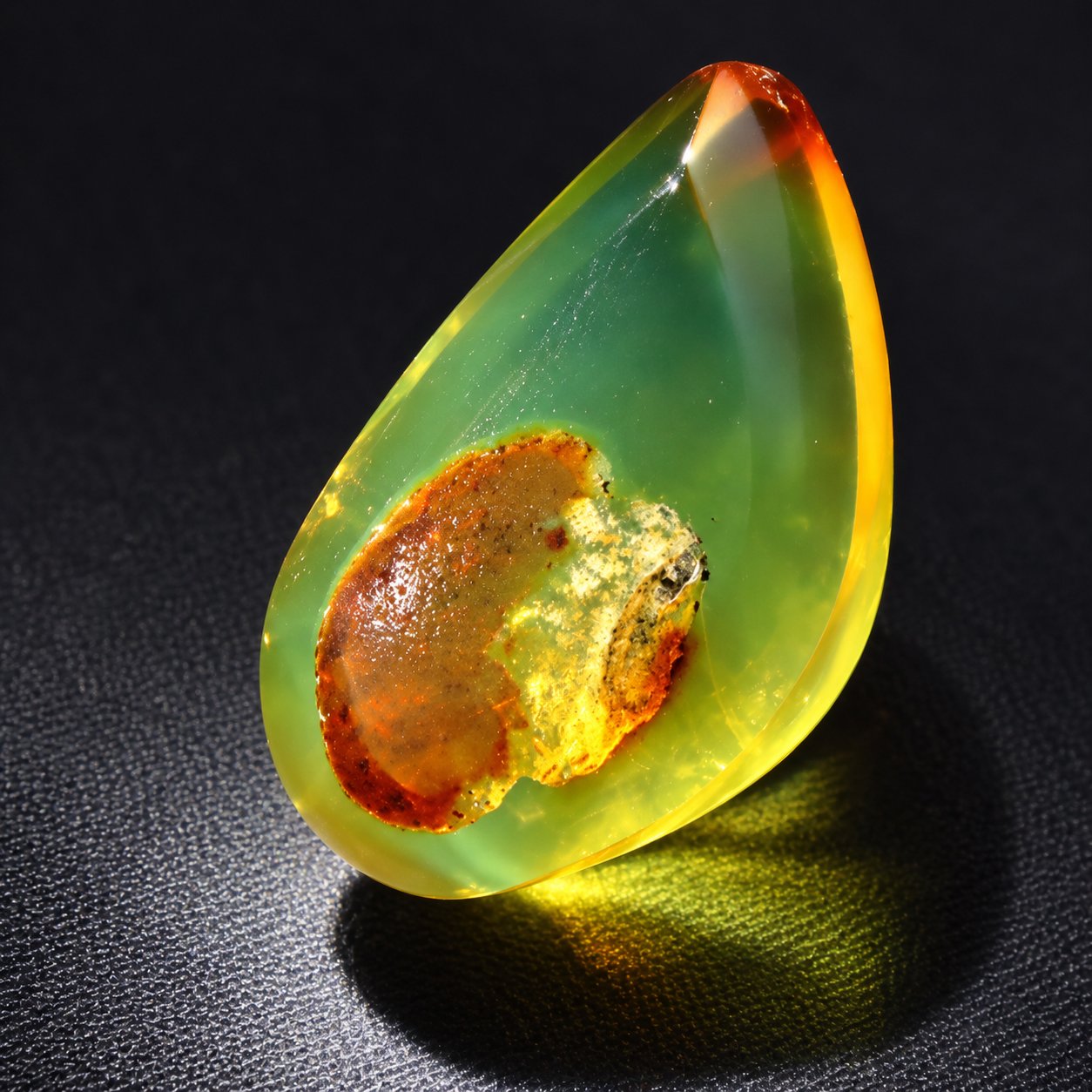 Real orange green polished Dominican amber 31mm – photo 7