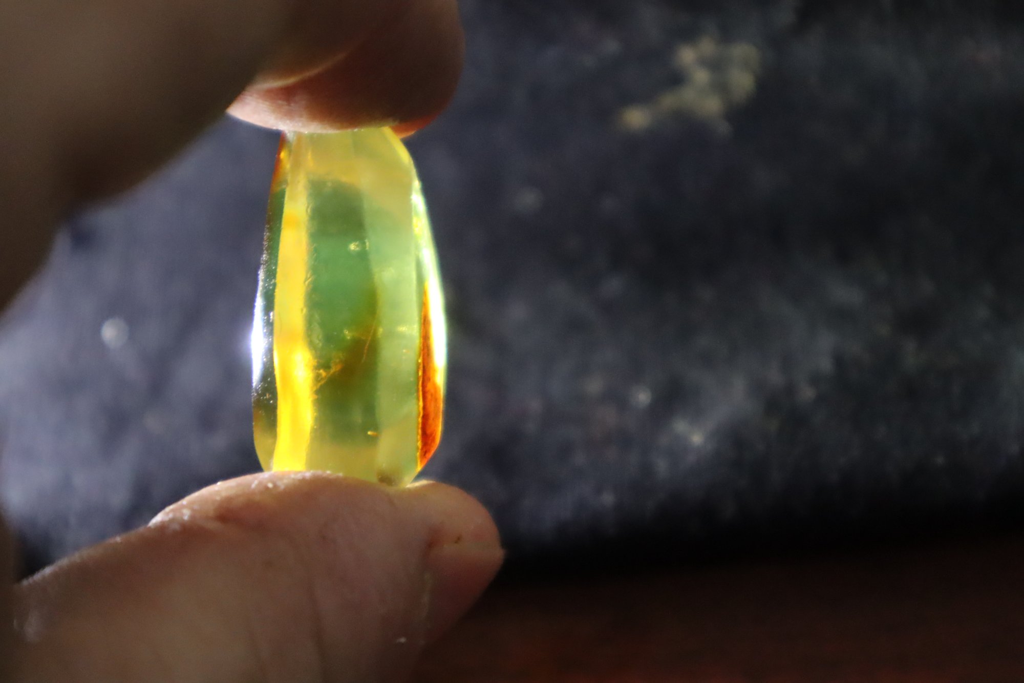 Real orange green polished Dominican amber 31mm – photo 12