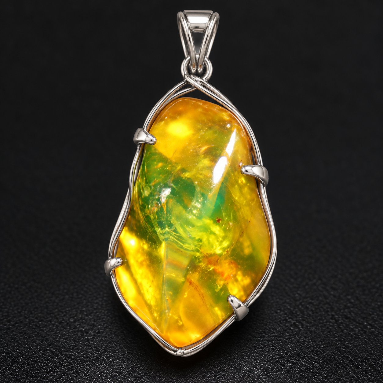 Authentic yellow green polished Dominican amber 29mm – photo 2