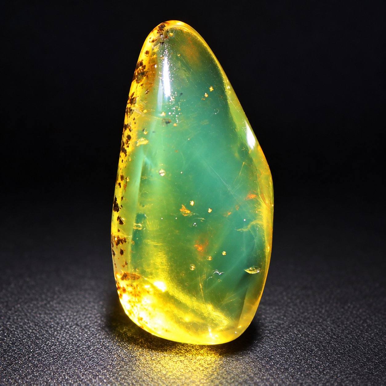 Authentic yellow green polished Dominican amber 35mm
