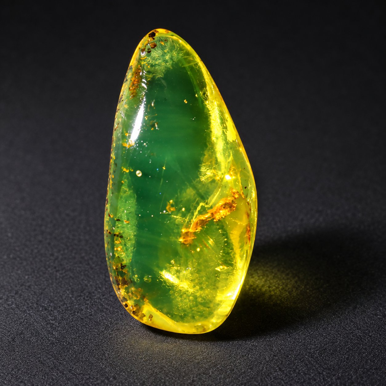 Authentic yellow green polished Dominican amber 35mm – photo 10