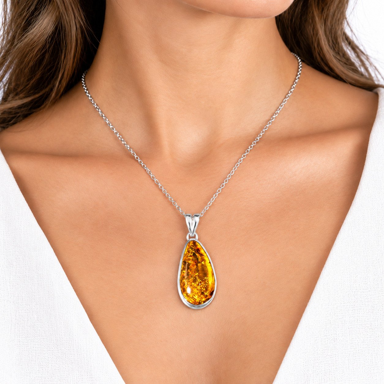 Studio made olive green Dominican amber sterling silver pendant 1.1g – photo 6