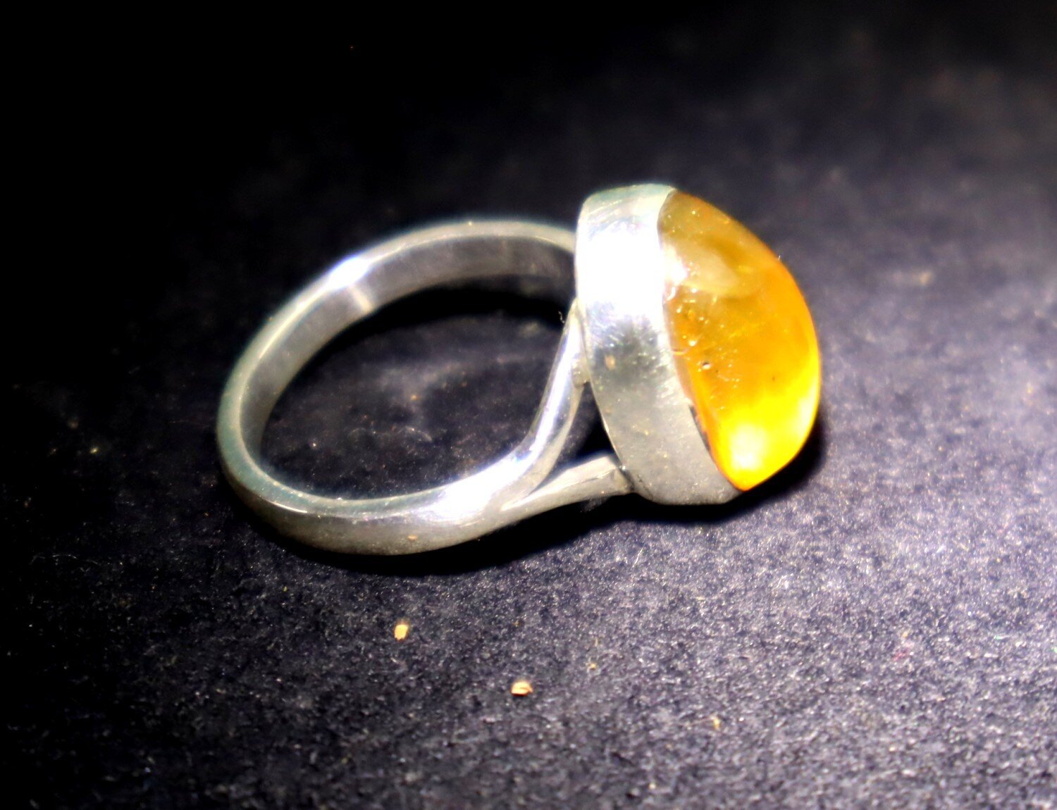 Exquisite Natural Clear Deep Yellow Amber .925 Sterling Silver Ring #5.5 – photo 9