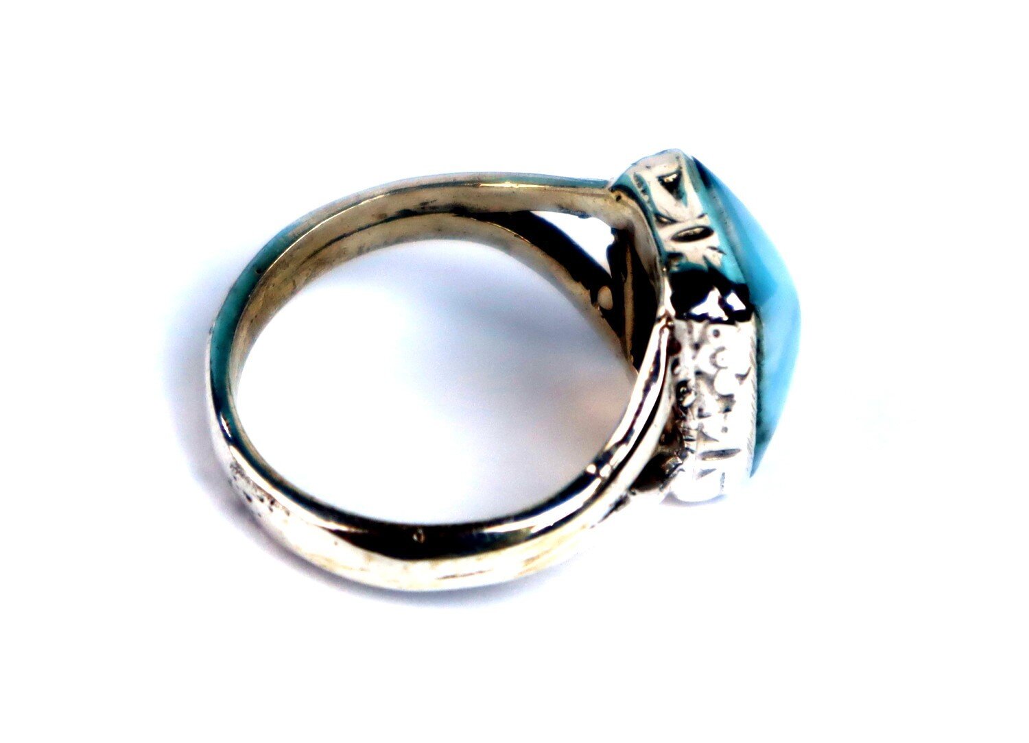Beautiful Natural Light Blue Larimar .925 Sterling Silver Ring #7 free resizing – photo 7