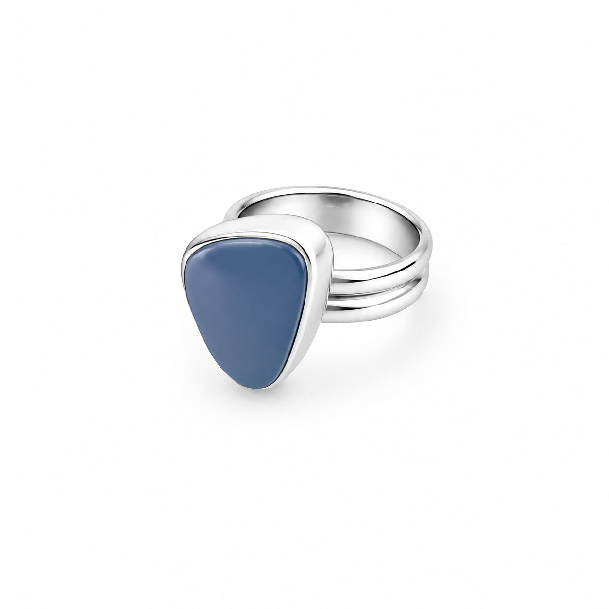 Quality Artisan Blue Chalcedony 925 Sterling Silver Freeform Cabochon Ring