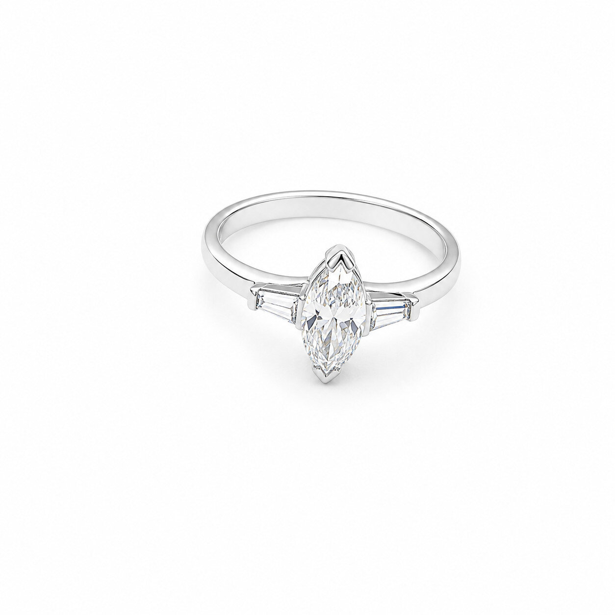 Rare Quality White Diamond (Or Diamond Simulant) 925 Sterling Silver Marquise – photo 3
