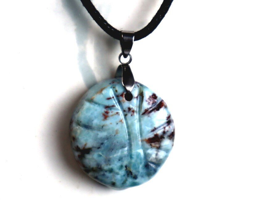 Charming Design Natural Ocean Blue Larimar Necklace adjustable free cord – photo 5