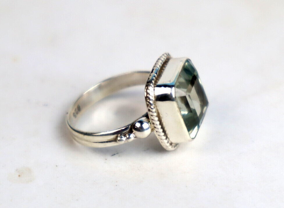 Clear White Tourmaline .925 Sterling Silver Ring #6.5 free resizing – photo 2