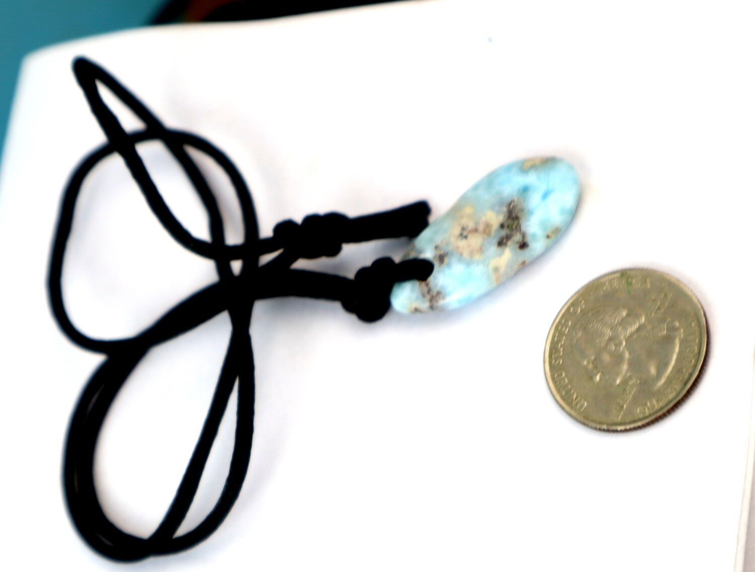 Charming Design Natural Light Blue Larimar Necklace free leather cord – photo 3